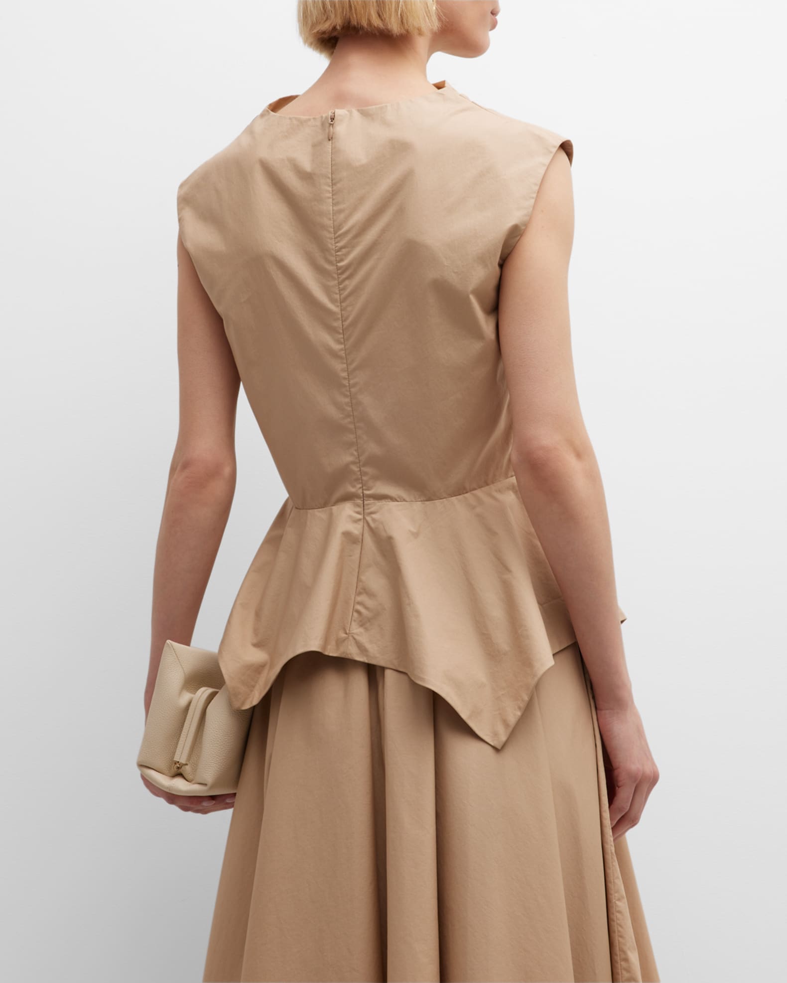 Inclined Ruffle Shoulder Asymmetric Peplum Top - Aniflora main image 1