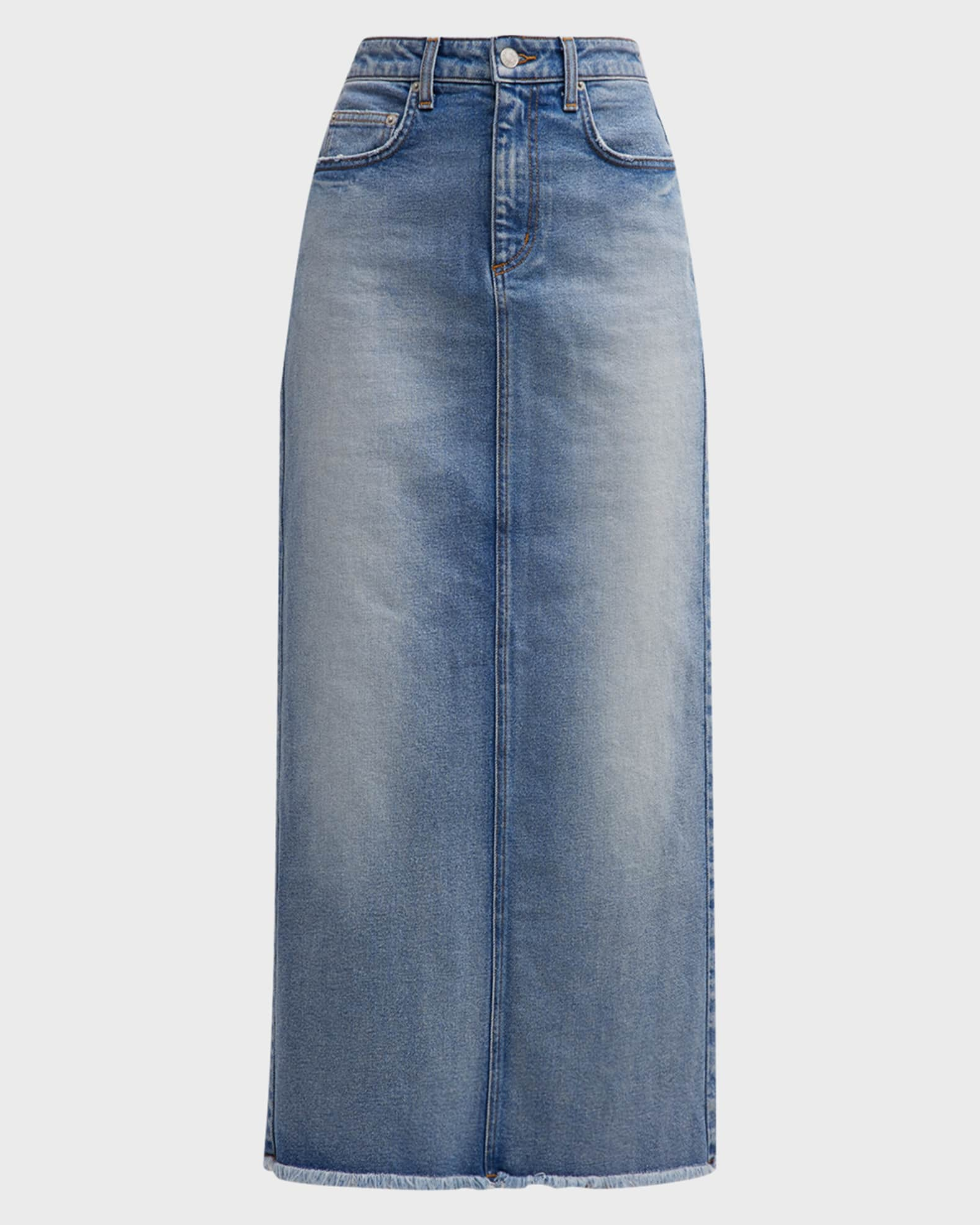 Salon 1884 Cadi Denim Maxi Skirt | Neiman Marcus