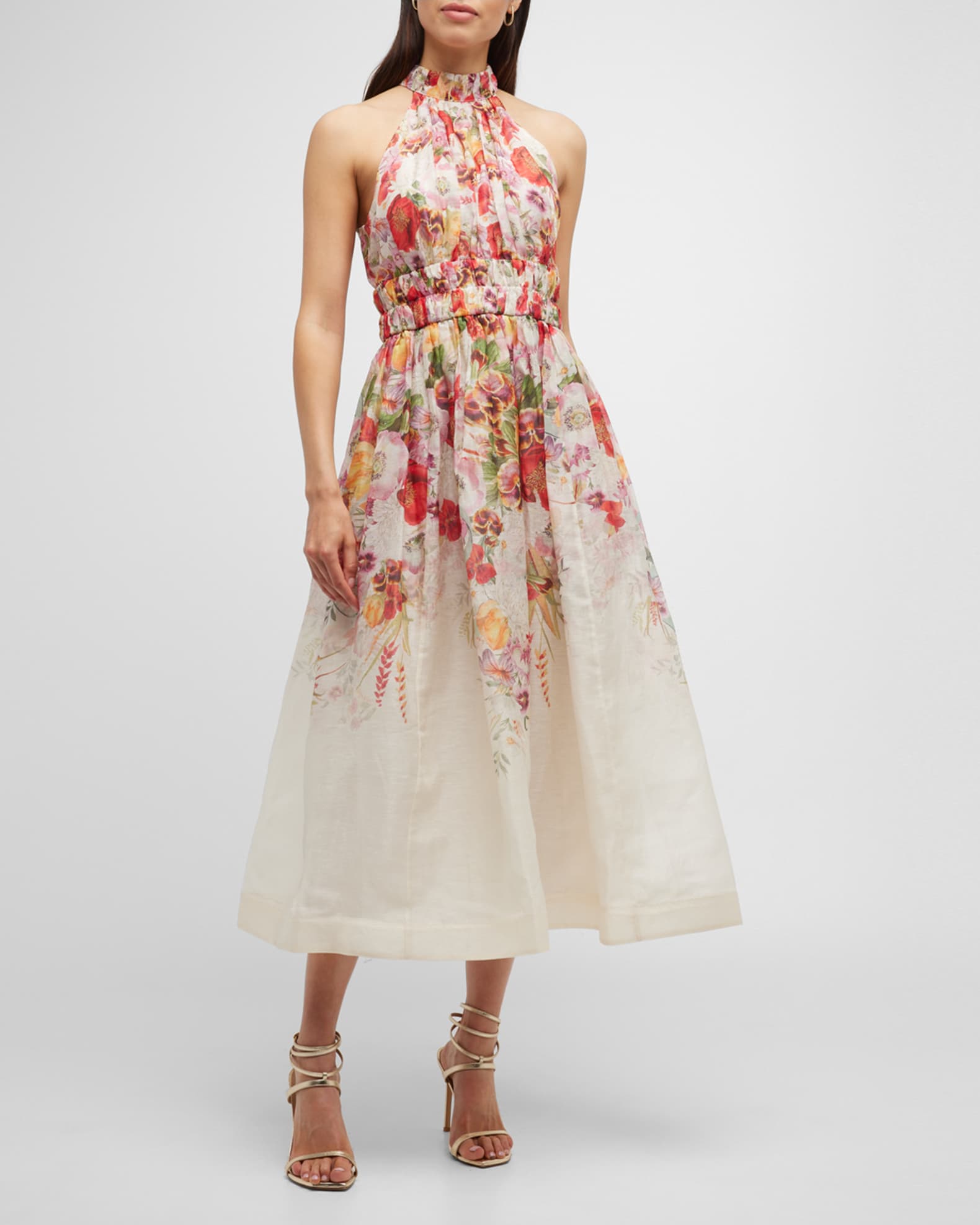 halter white flowy dress Halter Neck Open Back Flowy Maxi Dress – RK Collections Boutique main image 1