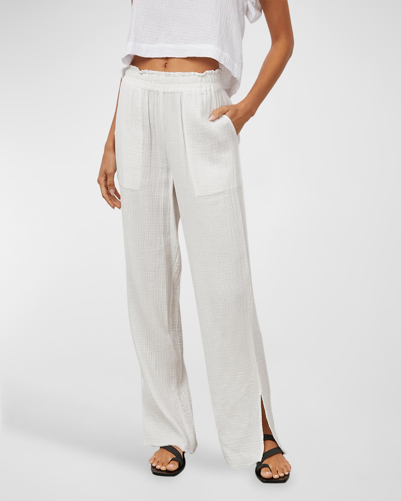 Rails Leon Cotton Gauze SplitCuff Pants Neiman Marcus