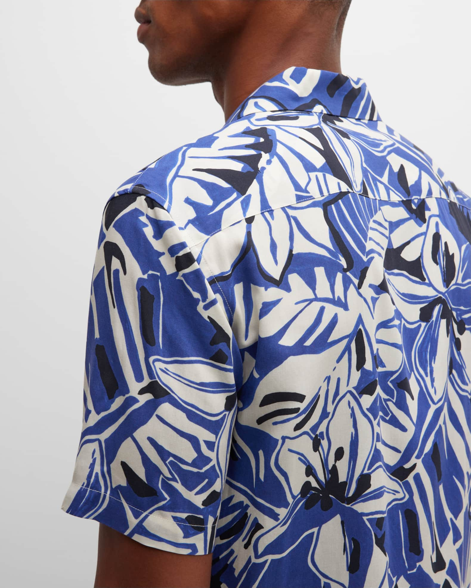 Palm Angels Men's Macro Hibiscus Bowling Shirt | Neiman Marcus