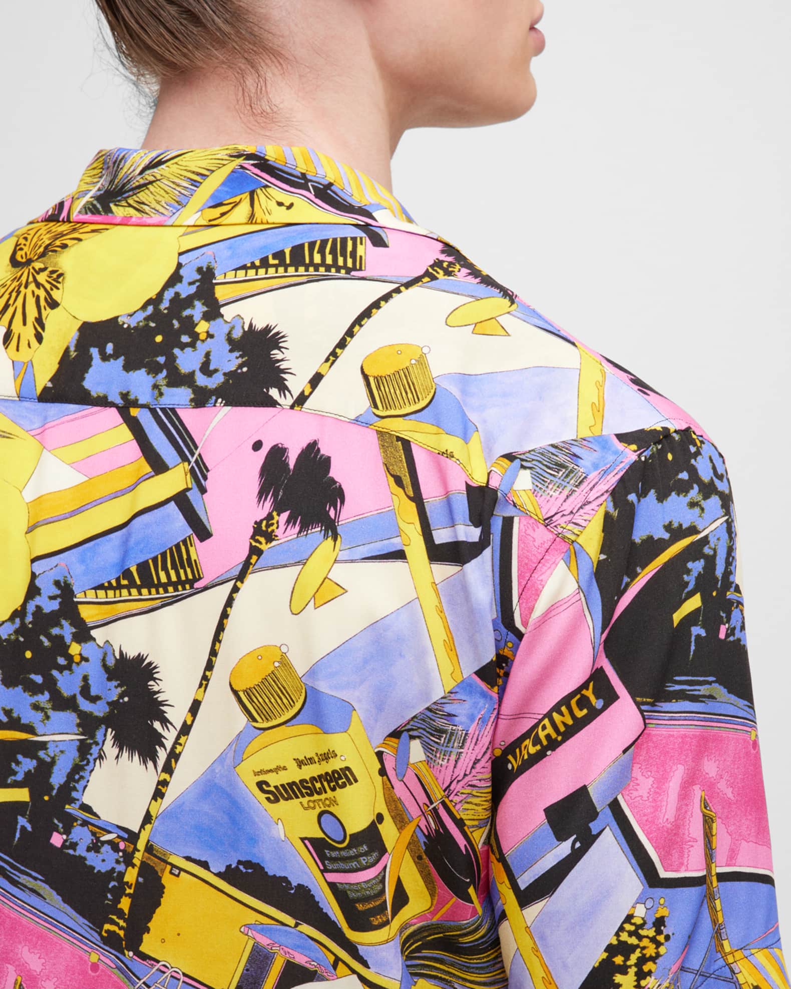 Palm Angels Banana Bowling Shirt Shirts 600048564nvy