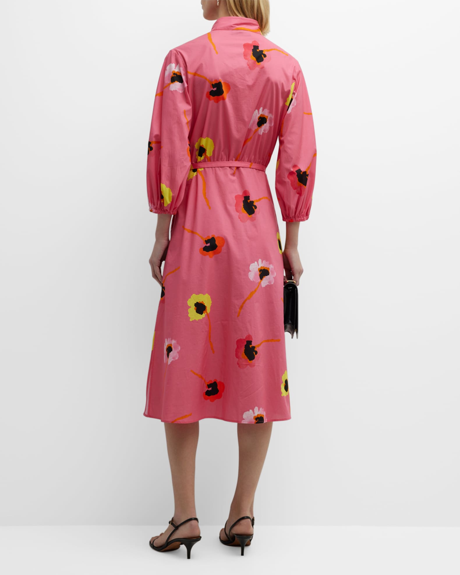 Piazza Sempione FloralPrint Belted Poplin Midi Shirtdress Neiman Marcus