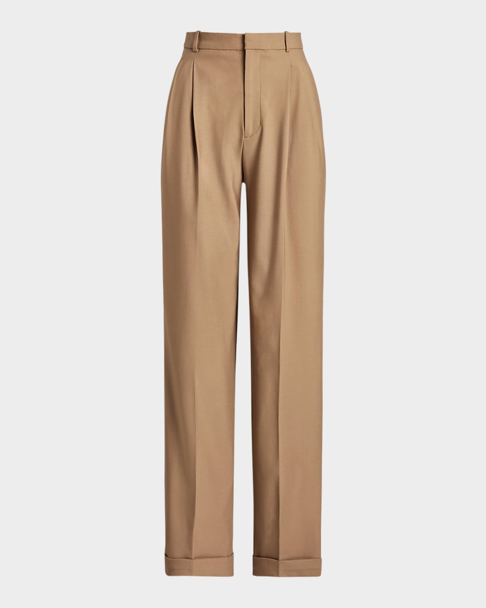 Ralph Lauren Full Length Pleated Pants Camel