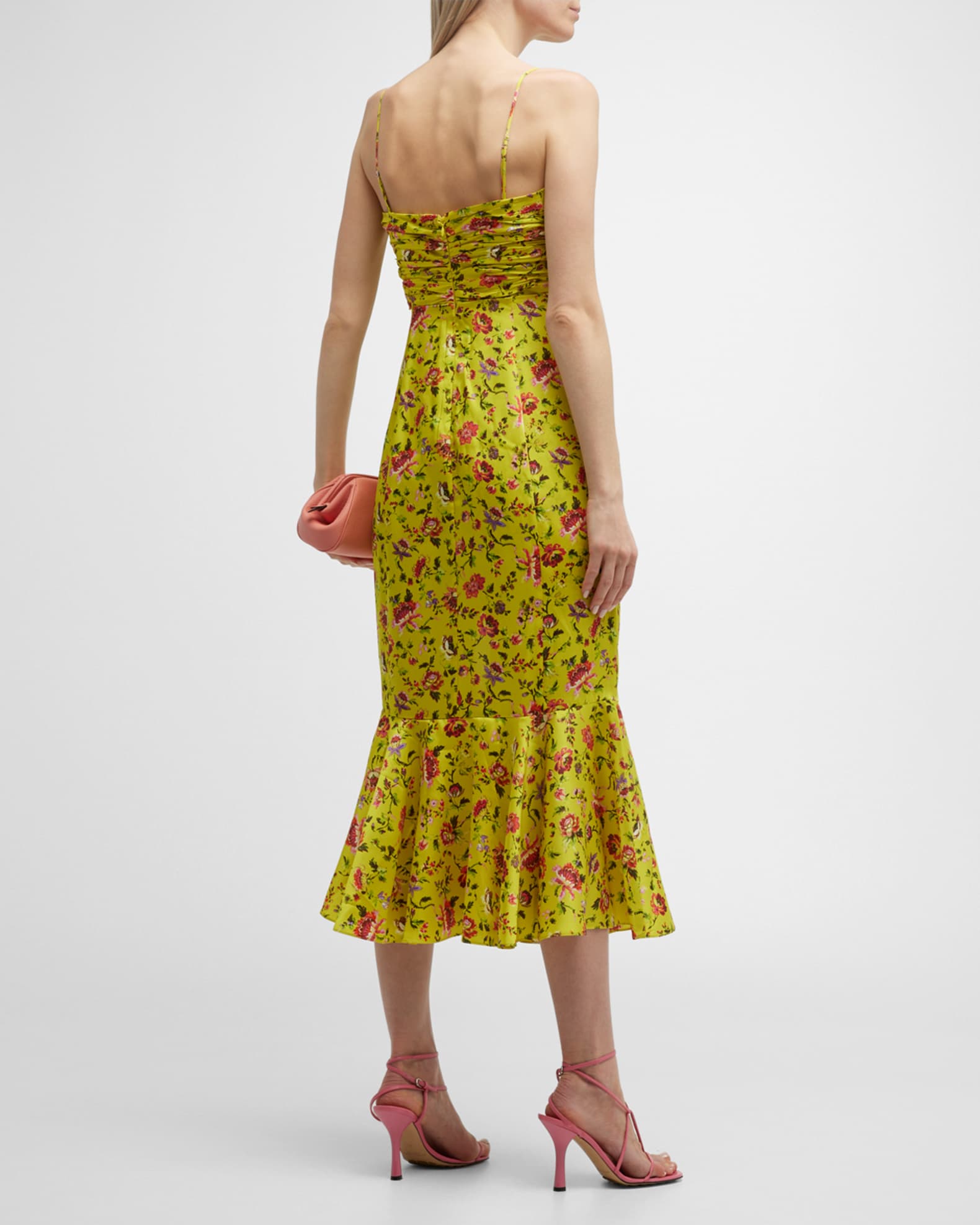 Cinq a Sept Katz Provence Side-Drape Midi Dress | Neiman Marcus