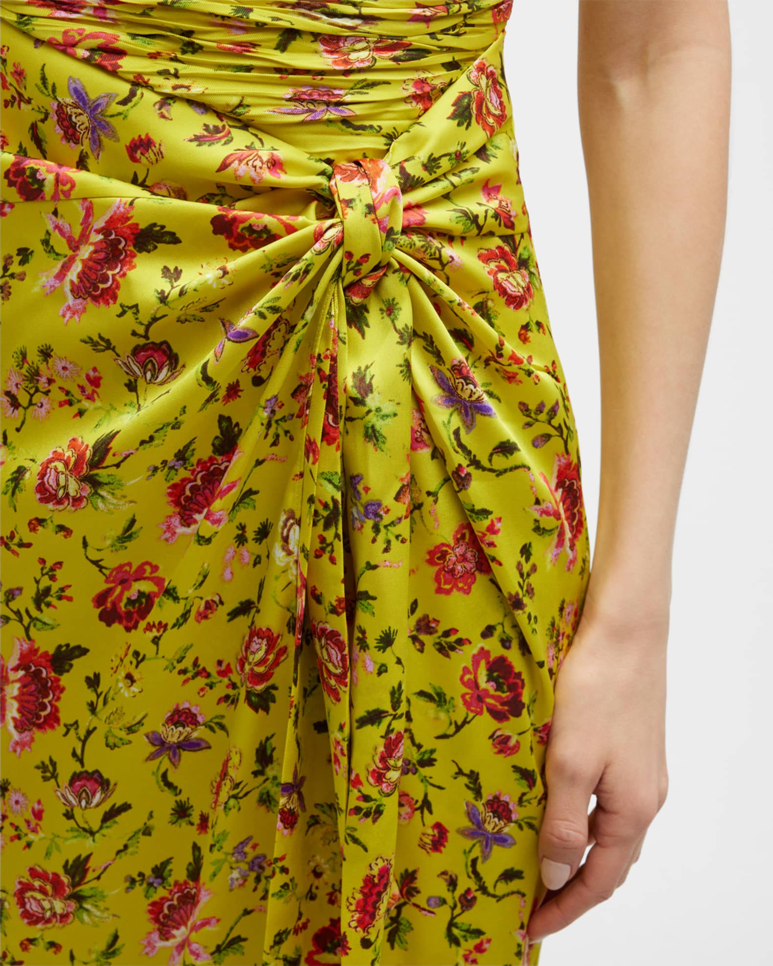 Cinq a Sept Katz Provence Side-Drape Midi Dress | Neiman Marcus