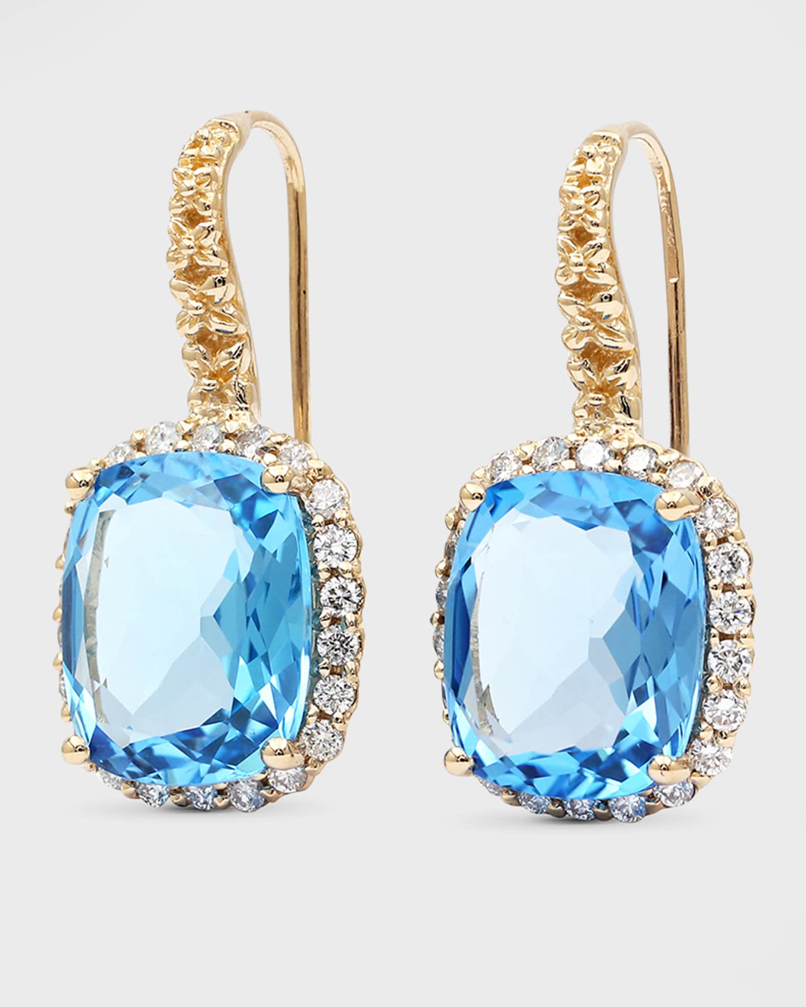 Blue Topaz & Diamond 18K Gold Earrings 1