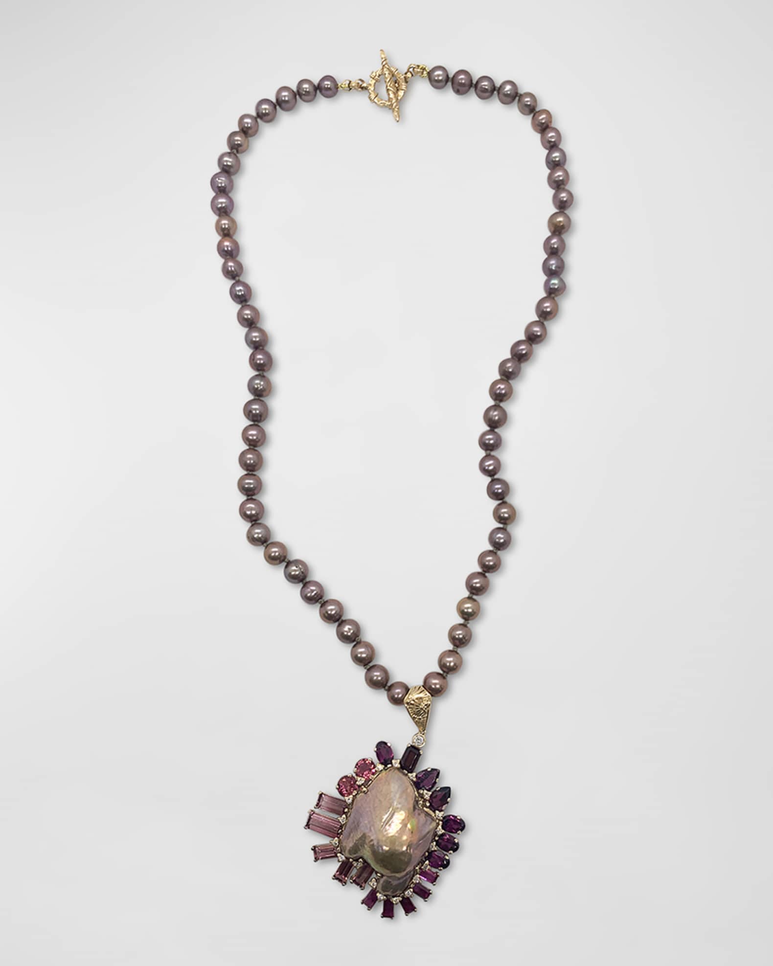 Stephen Dweck Baroque Pearl Mixed Gemstone Pendant Necklace Neiman Marcus