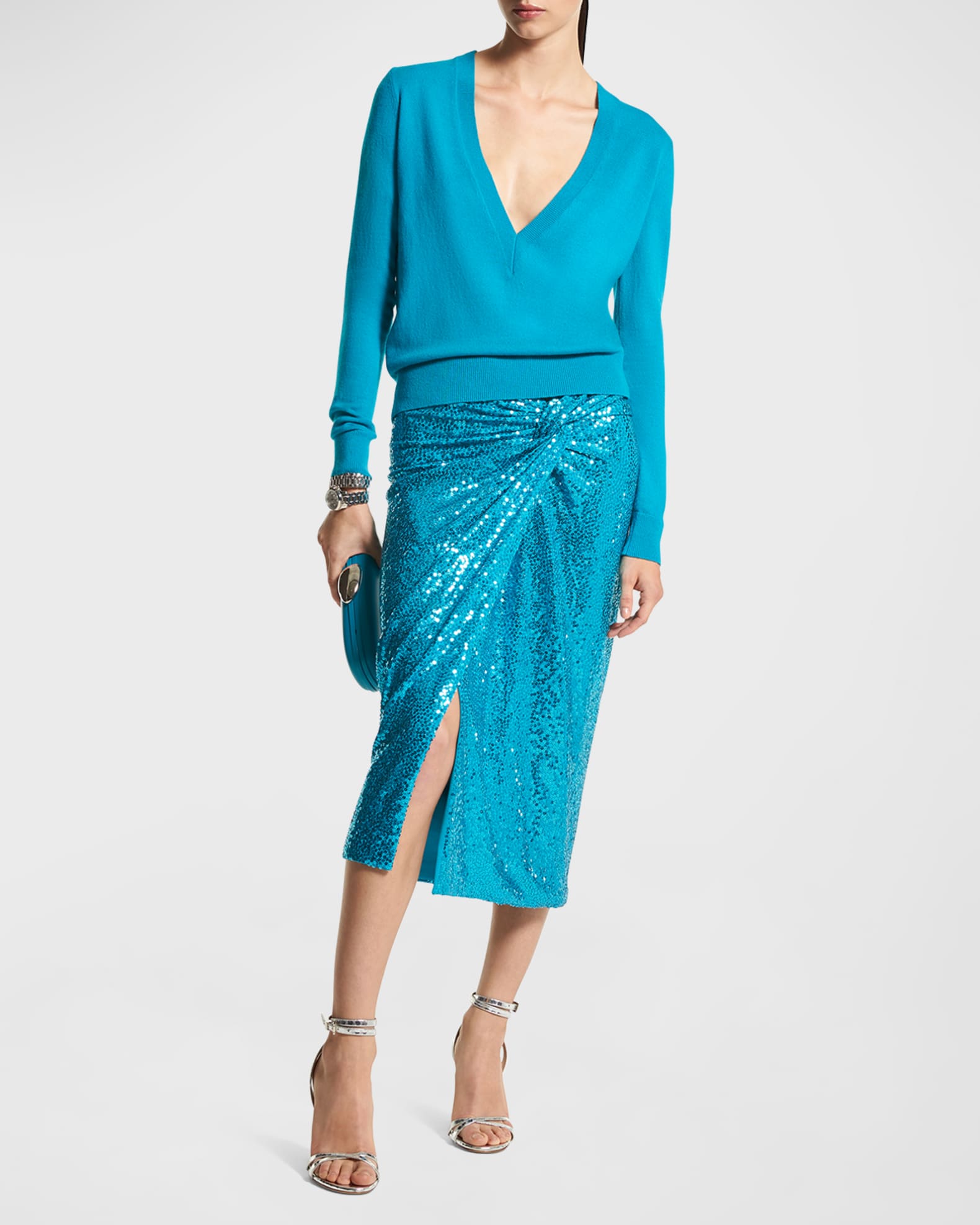 Gonna Maxi Michael Kors In Paillettes Elasticizzata – Pareo Drammatico, Perfetta Per Le Serate Speciali