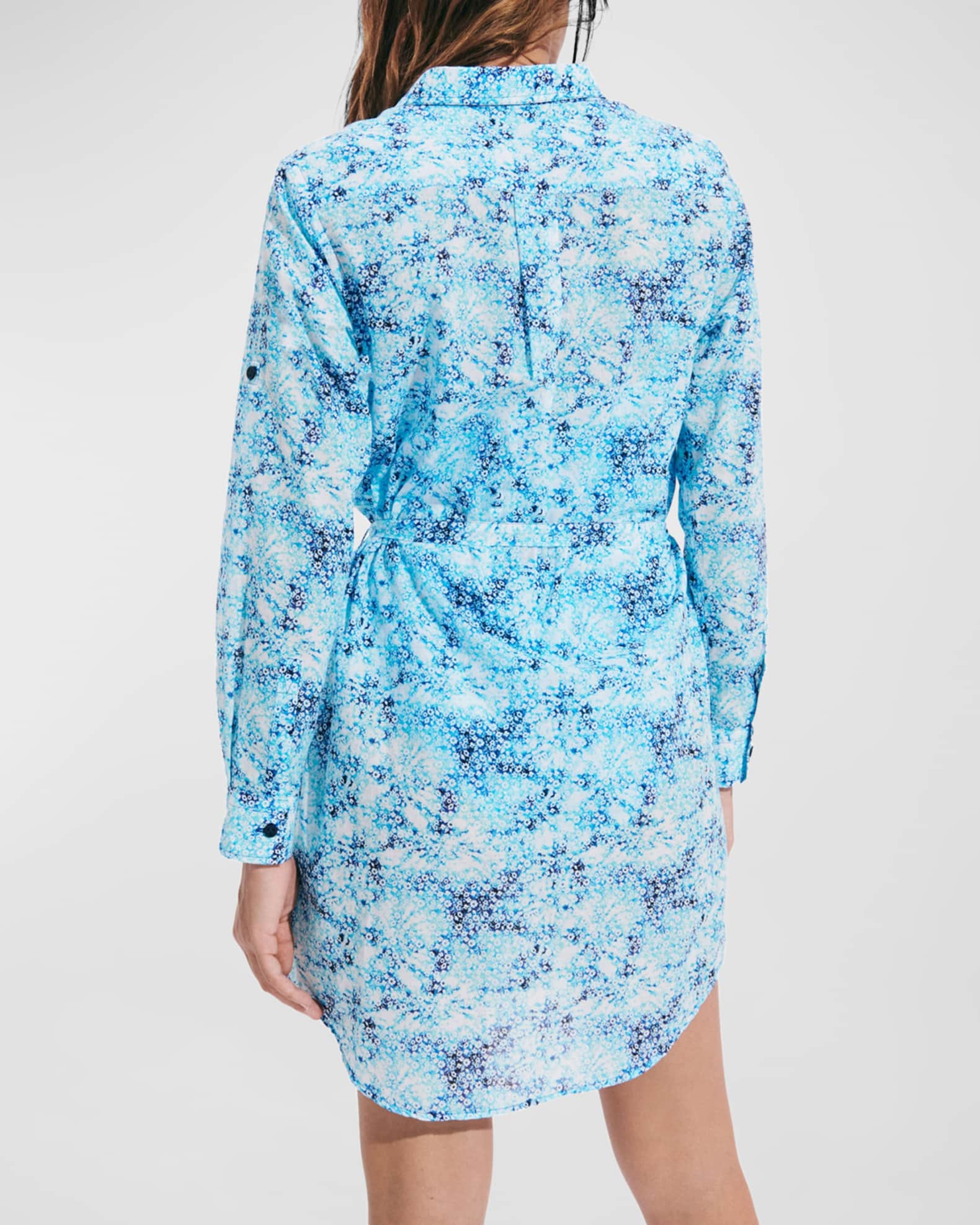 Vilebrequin Flowers TieDye Cotton Voile Shirtdress Neiman Marcus