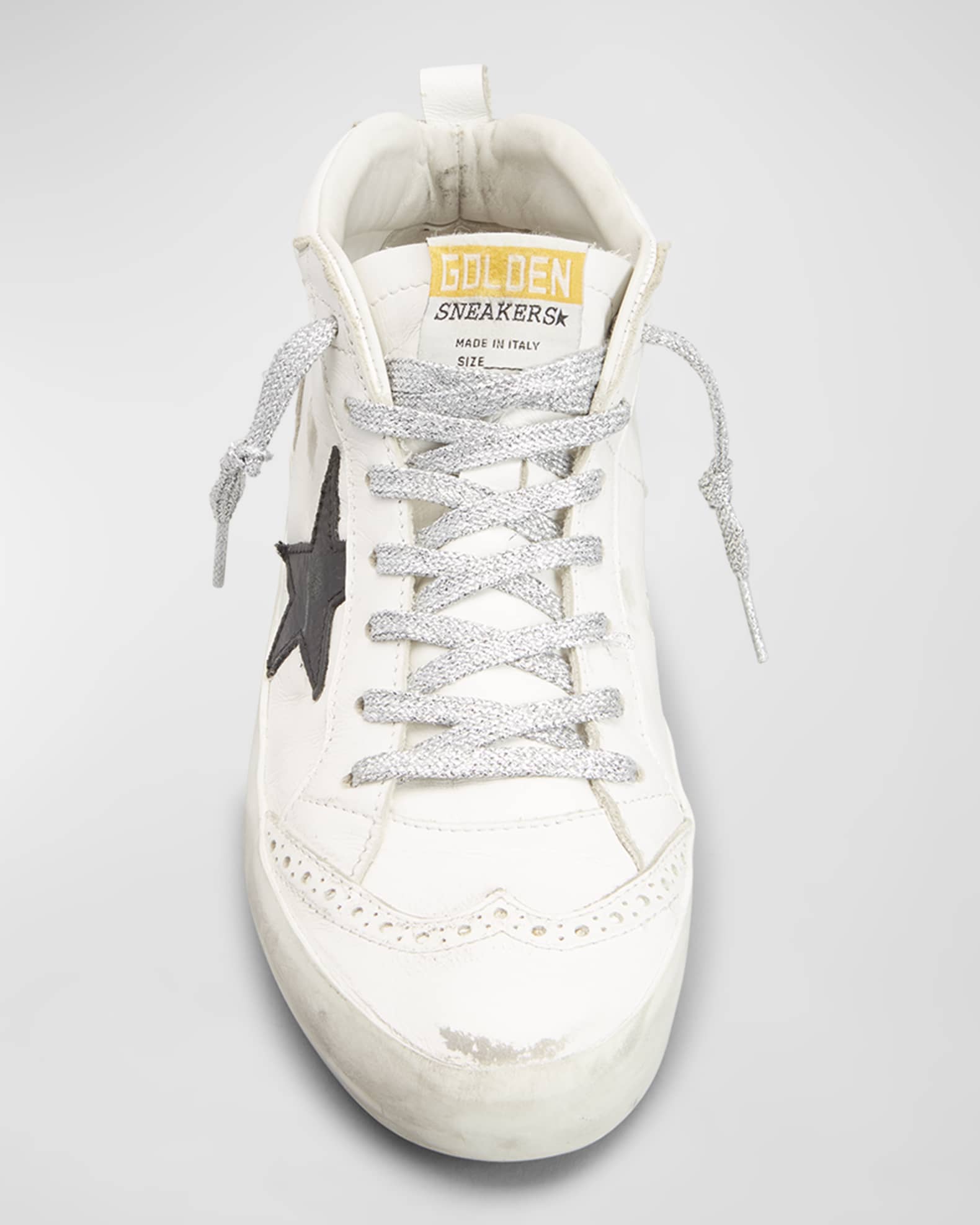 Golden Goose Mid Star Leather Wing-Tip Sneakers | Neiman Marcus