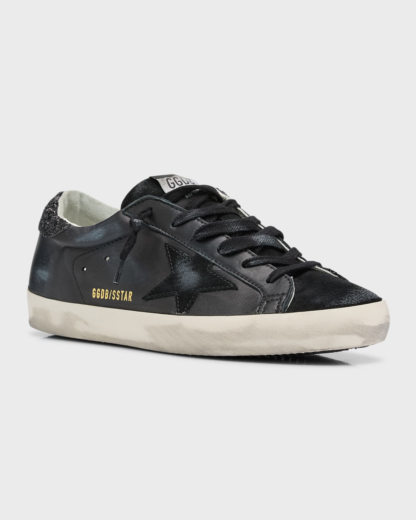 Golden Goose Superstar Leather Glitter Low-Top Sneakers | Neiman Marcus