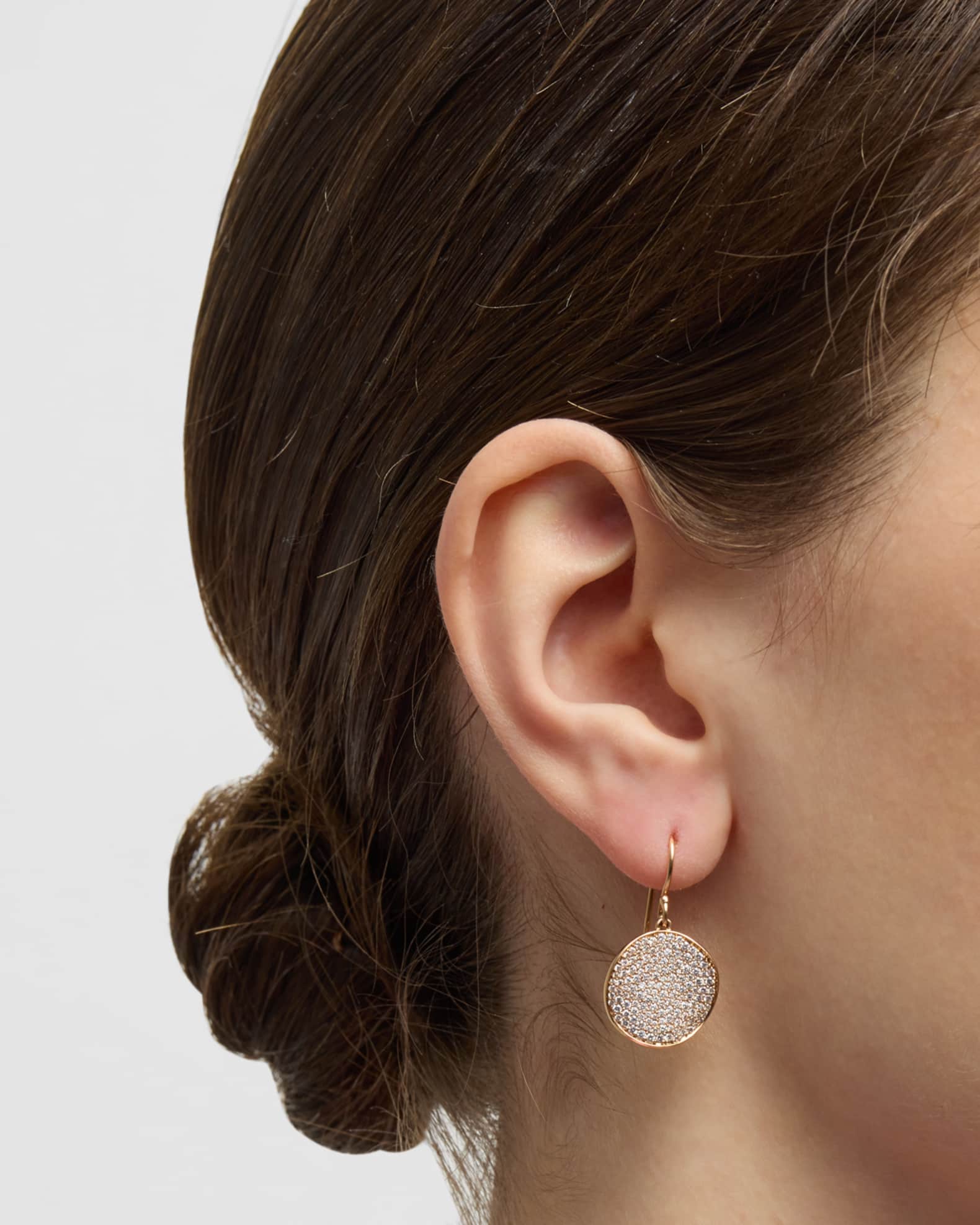 Ippolita 18K Rose Gold Stardust Medium Flower Disc Drop Earrings with Diamonds Neiman Marcus