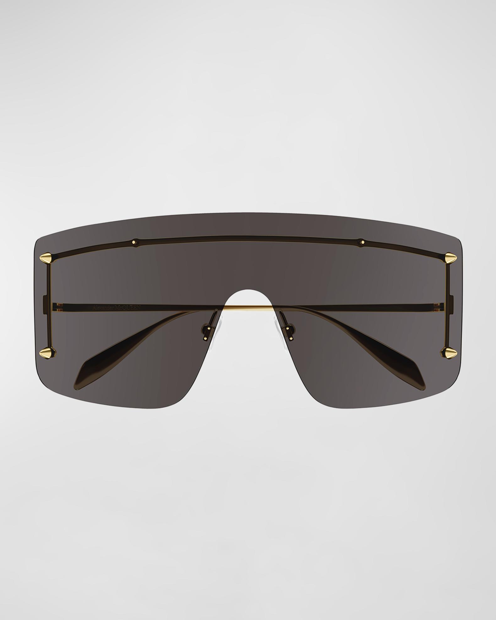 McQueen Studded Zinc Alloy Shield Sunglasses | Neiman Marcus