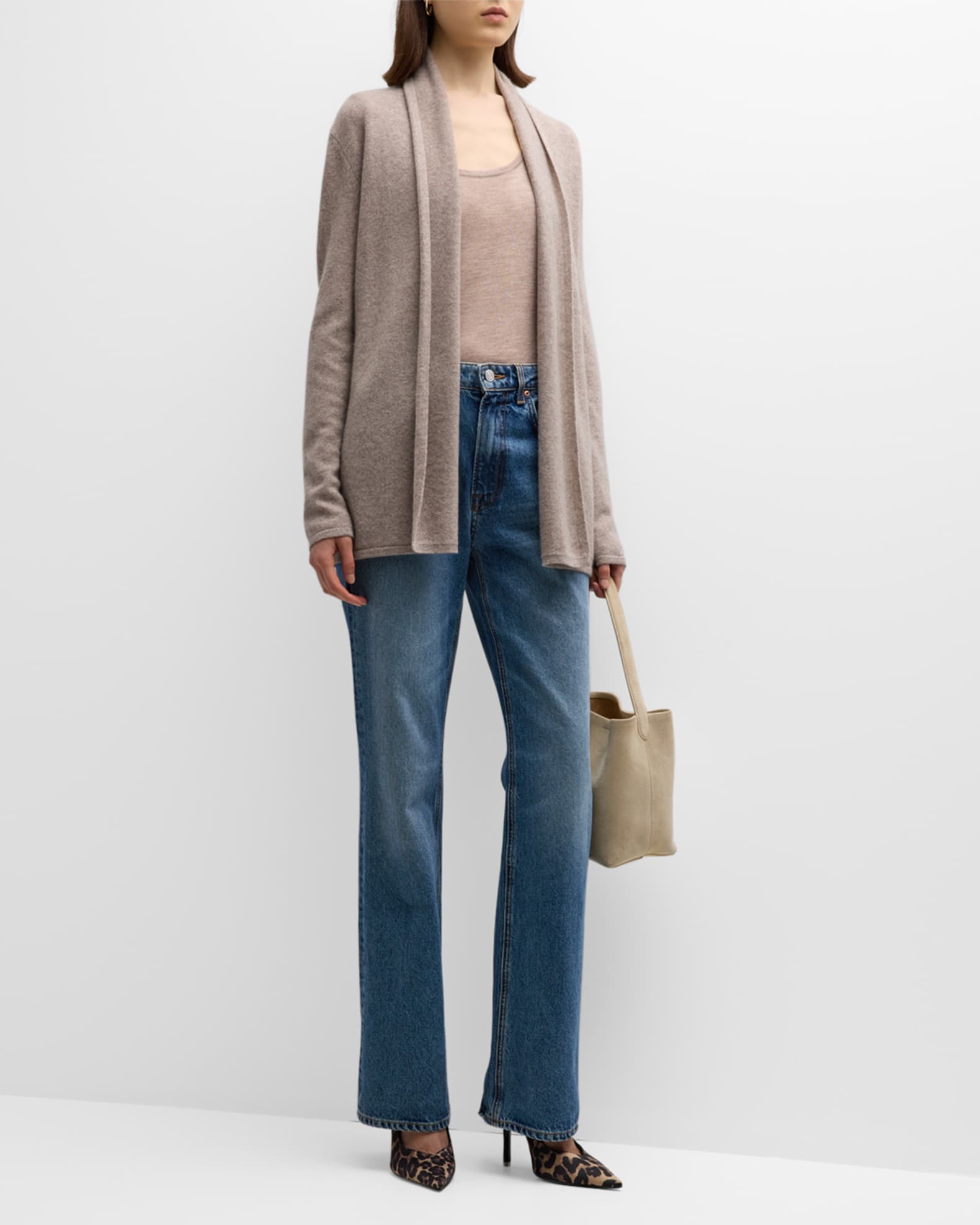 Neiman Marcus Cashmere Collection Cashmere Basic Open Cardigan Neiman Marcus