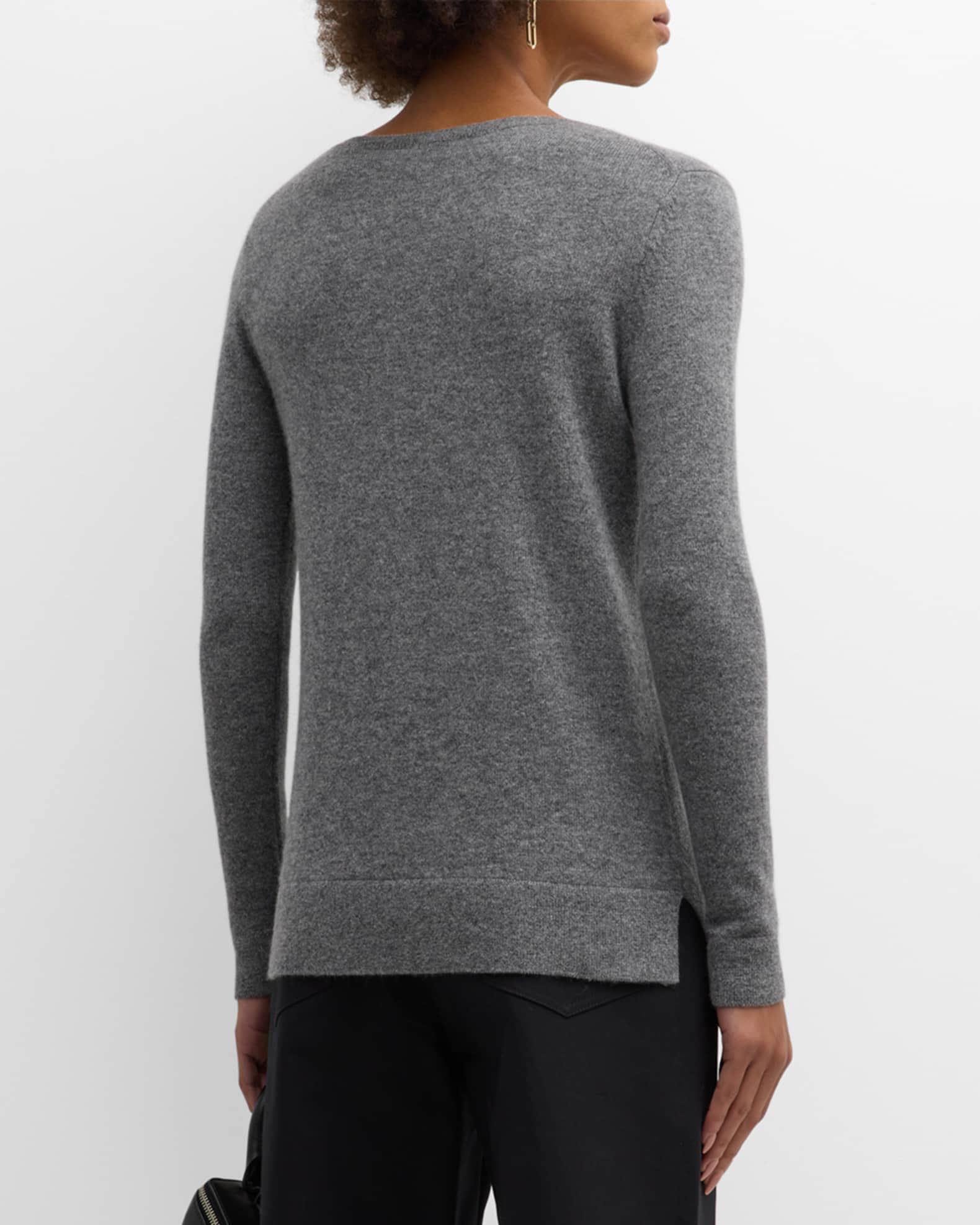 Neiman Marcus Cashmere Basic Crewneck Top Neiman Marcus