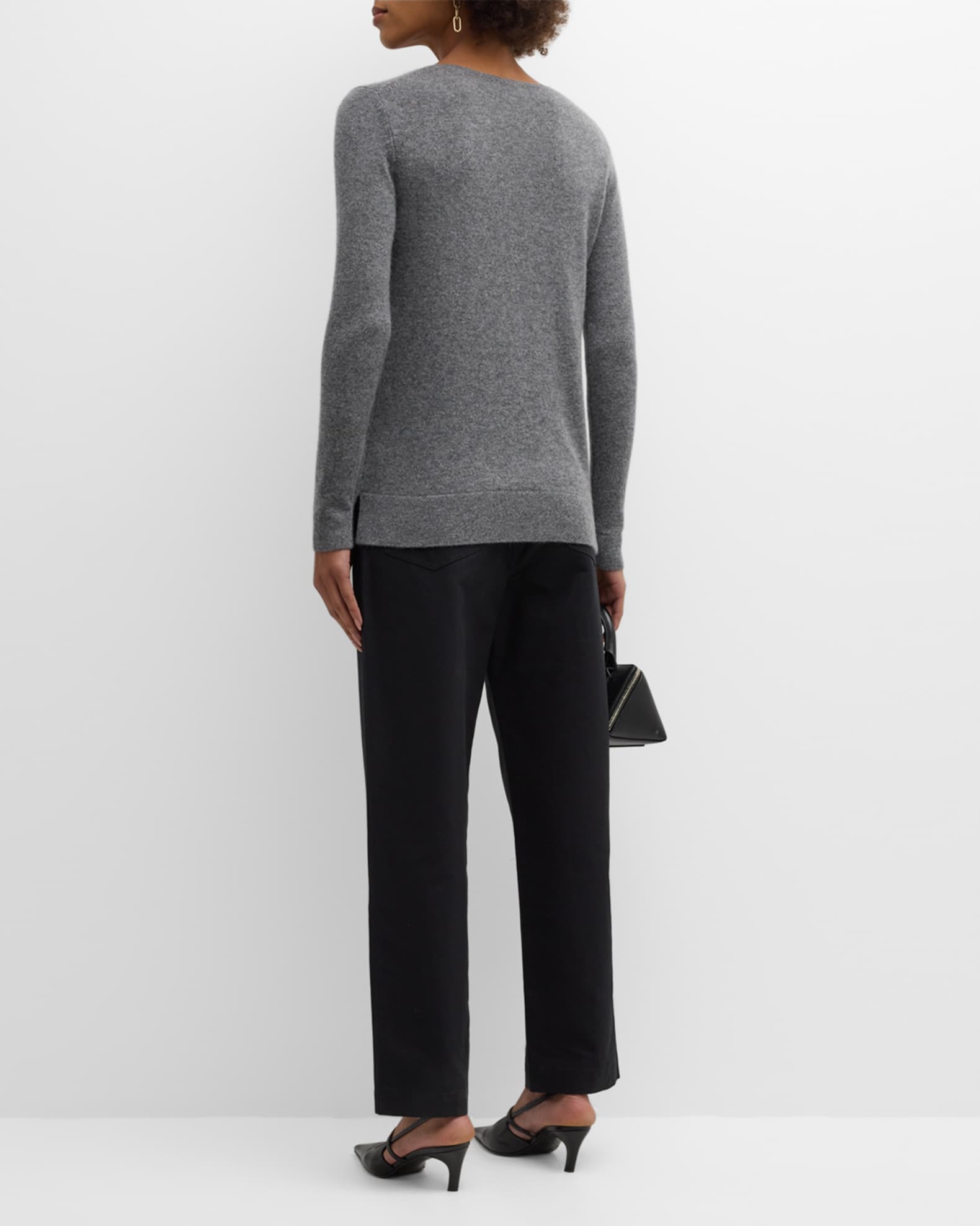 Neiman Marcus Cashmere Basic Crewneck Top Neiman Marcus