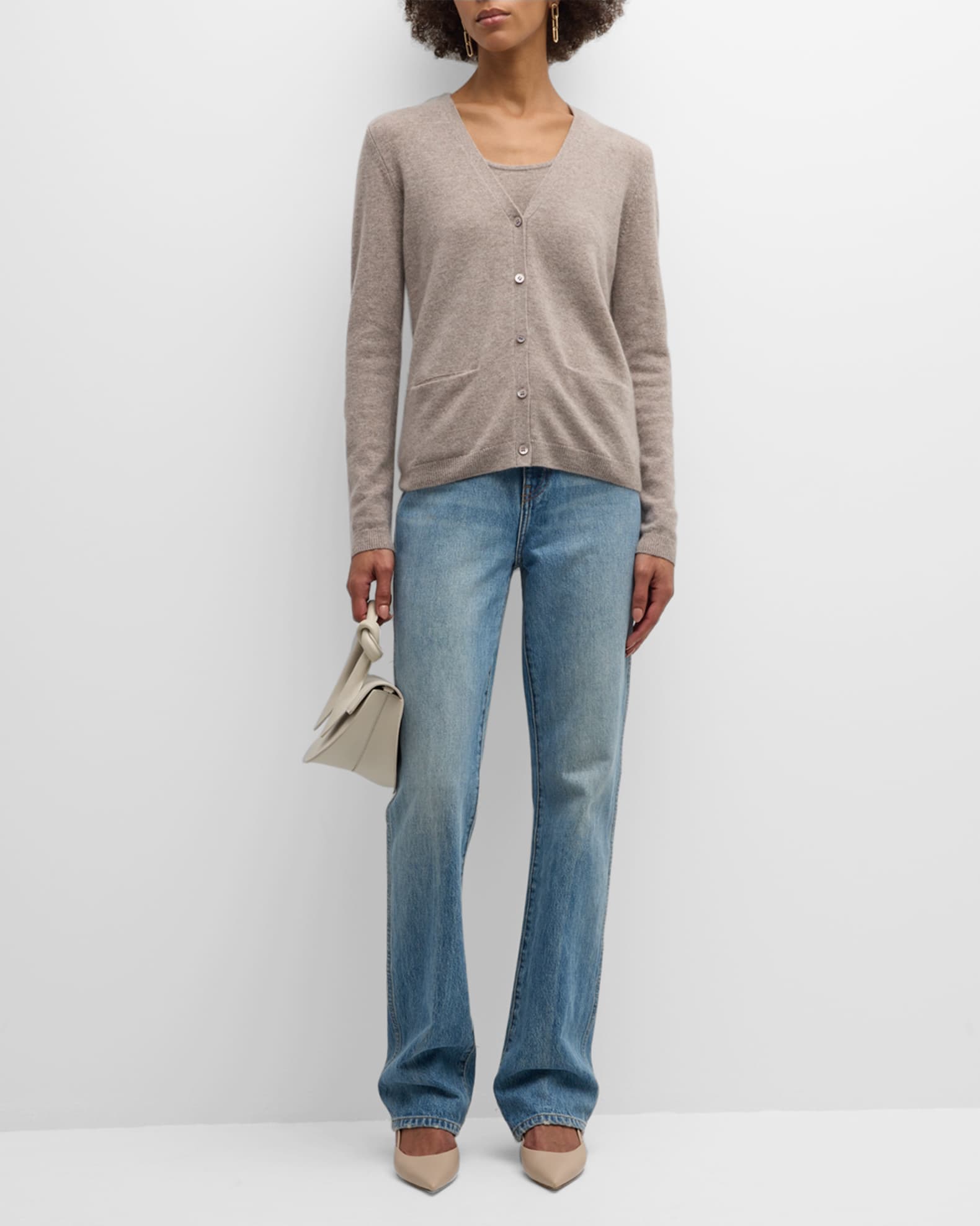 Neiman Marcus Cashmere Collection Cashmere Basic Button Front Cardigan Neiman Marcus