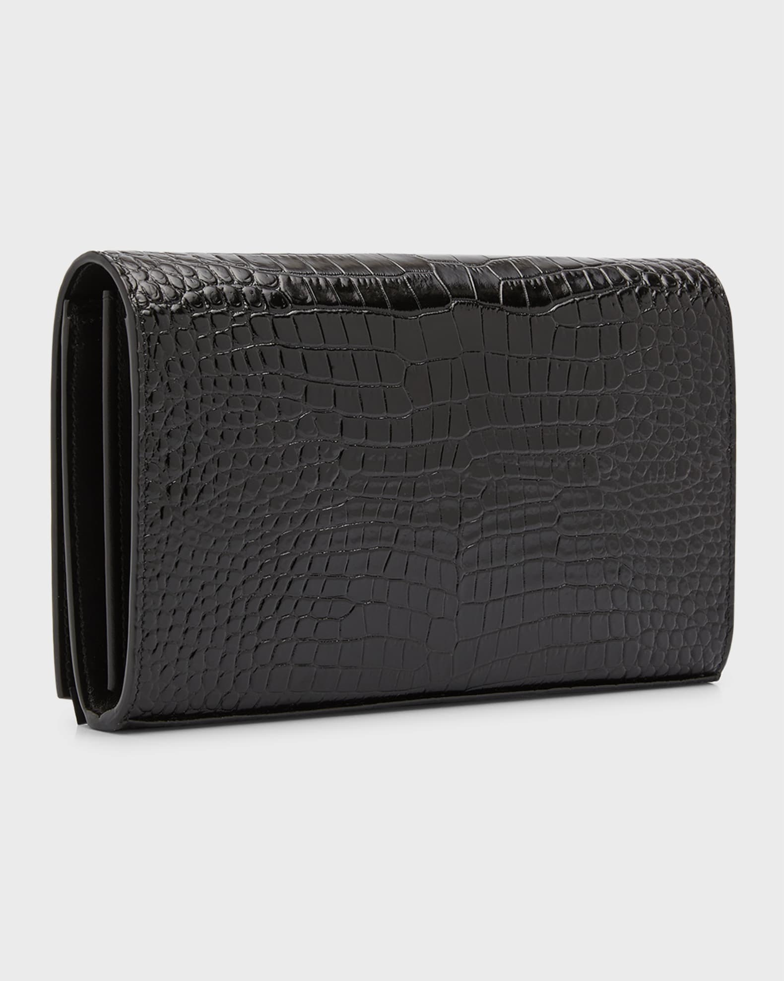 Saint Laurent Cassandra YSL Wallet on Chain in Croc Embossed Leather Neiman Marcus