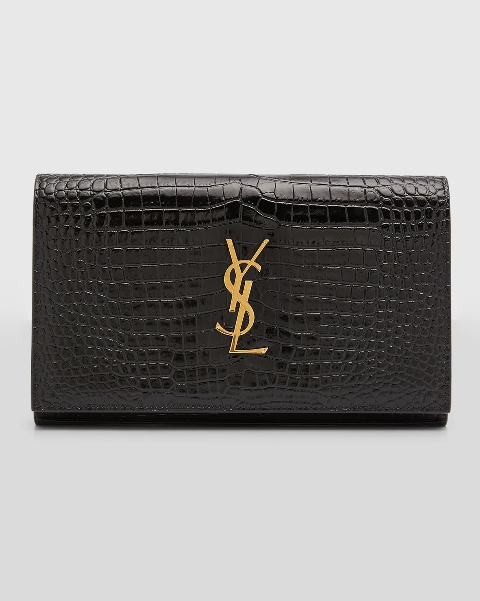 Cassandra YSL Wallet on Chain in Croc Embossed Leather 0