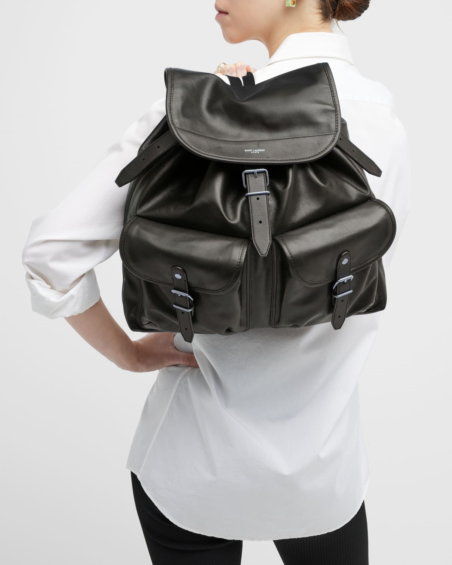 Saint Laurent Backpack Shoulder Bag in Soft Leather Neiman Marcus