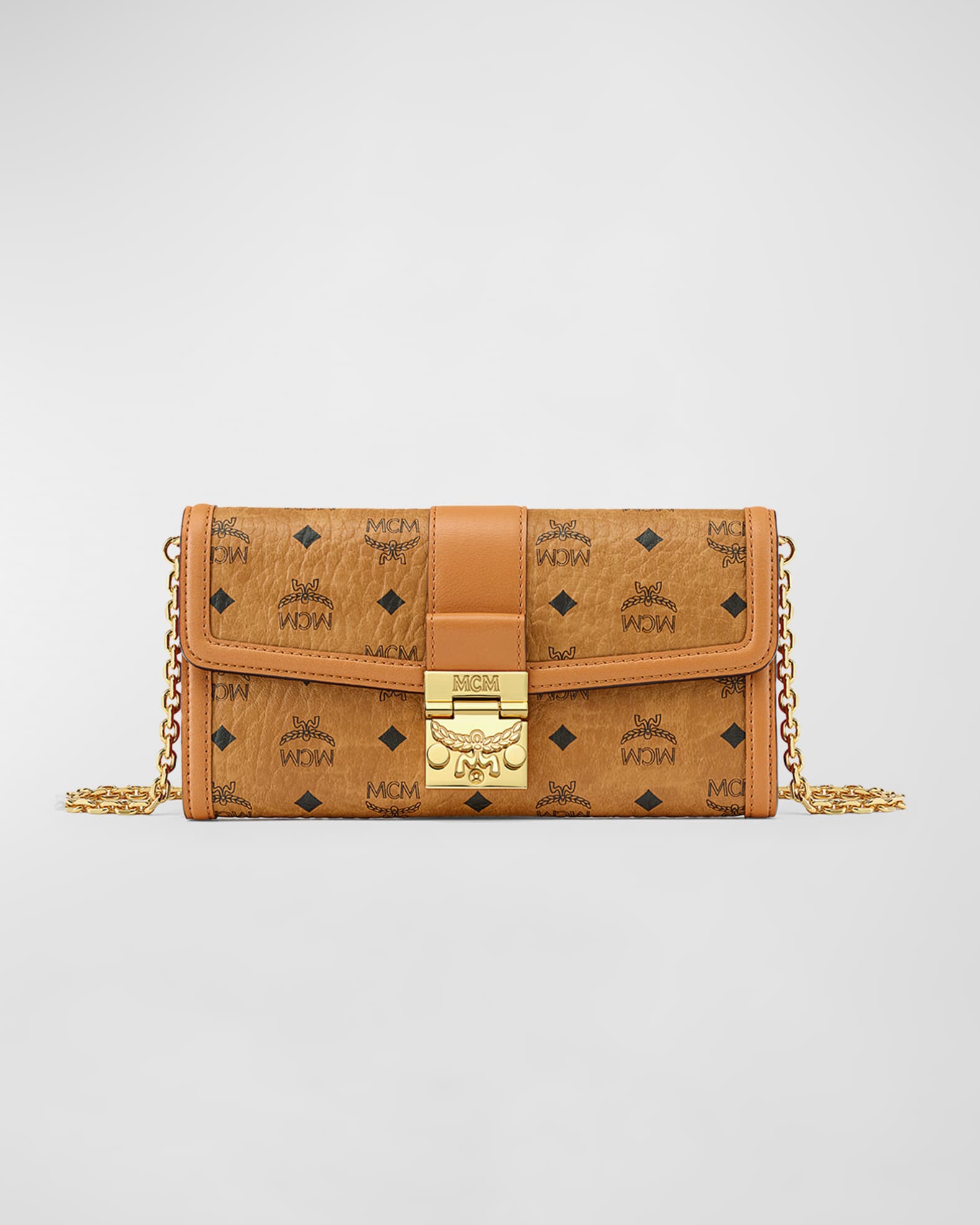 MCM Tracy Large Monogram Wallet on Chain | Neiman Marcus