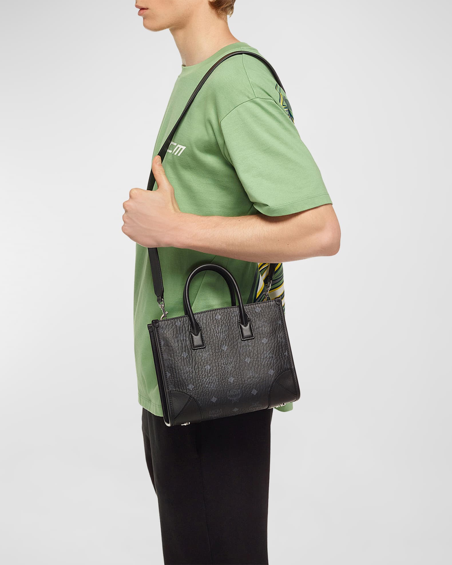 MCM Munchen Small Monogram Top-Handle Bag | Neiman Marcus