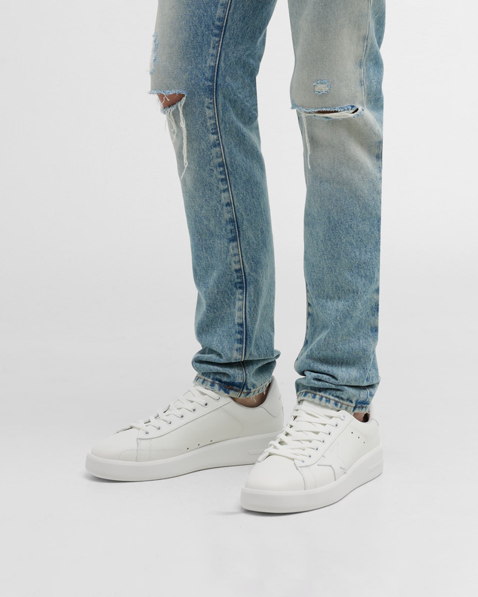 Golden Goose Men's Purestar Tonal Leather Low-Top Sneakers Golden Goose Men's Purestar Tonal Leather Low-Top Sneakers