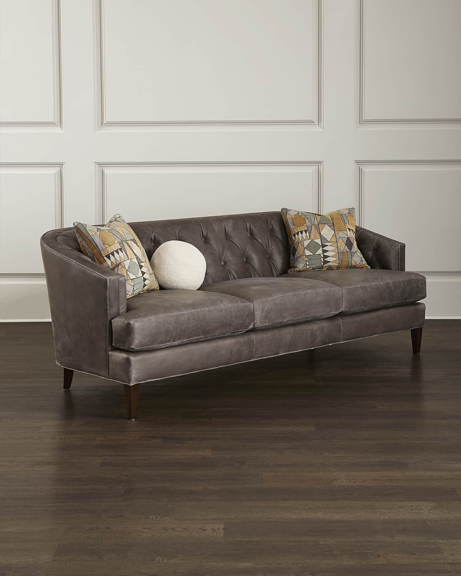 Circe Tufted Leather Sofa 88" 0