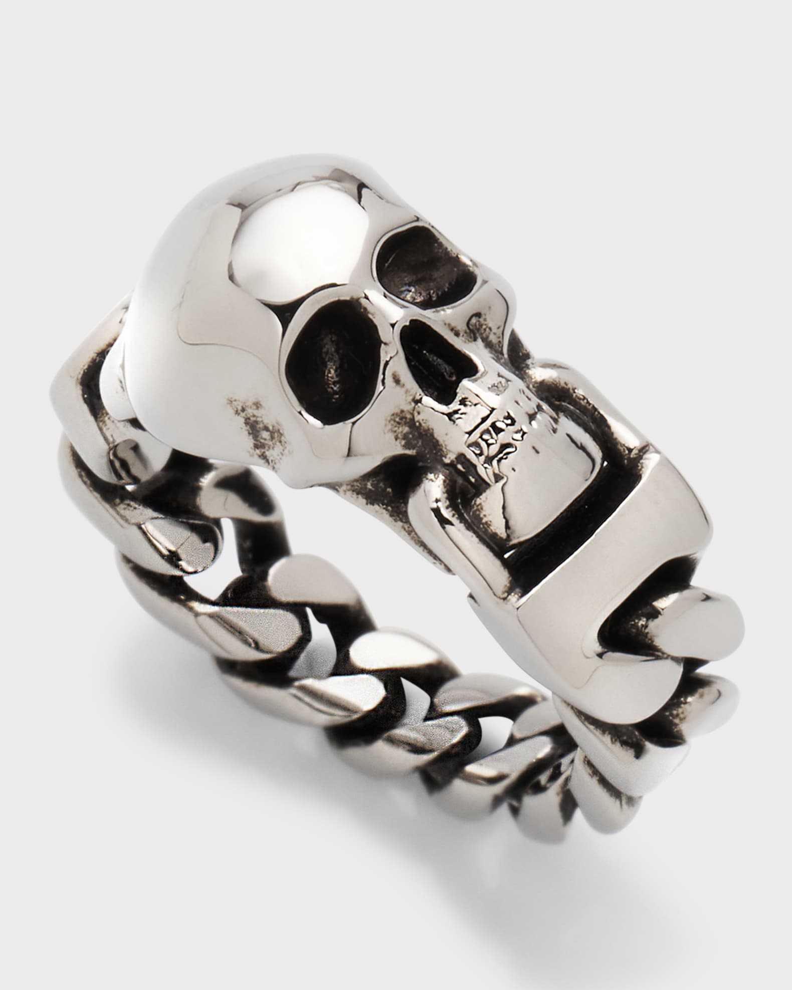 McQueen Men's Skull Curb Chain Ring | Neiman Marcus