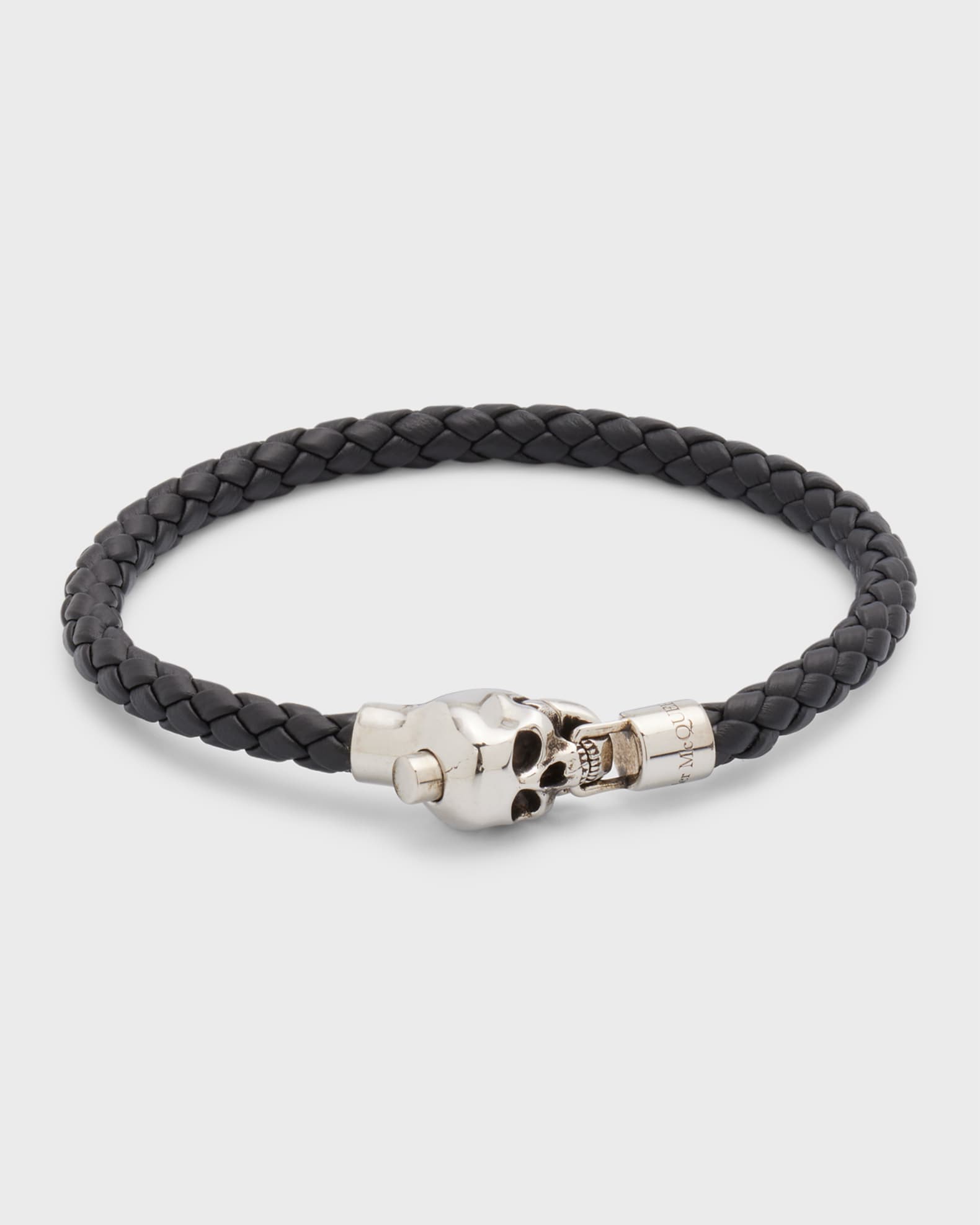 ブレスレット MCQUEEN LEATHER SKULL BRACELET McQueen Men's Skull Chain Leather Bracelet | Neiman Marcus