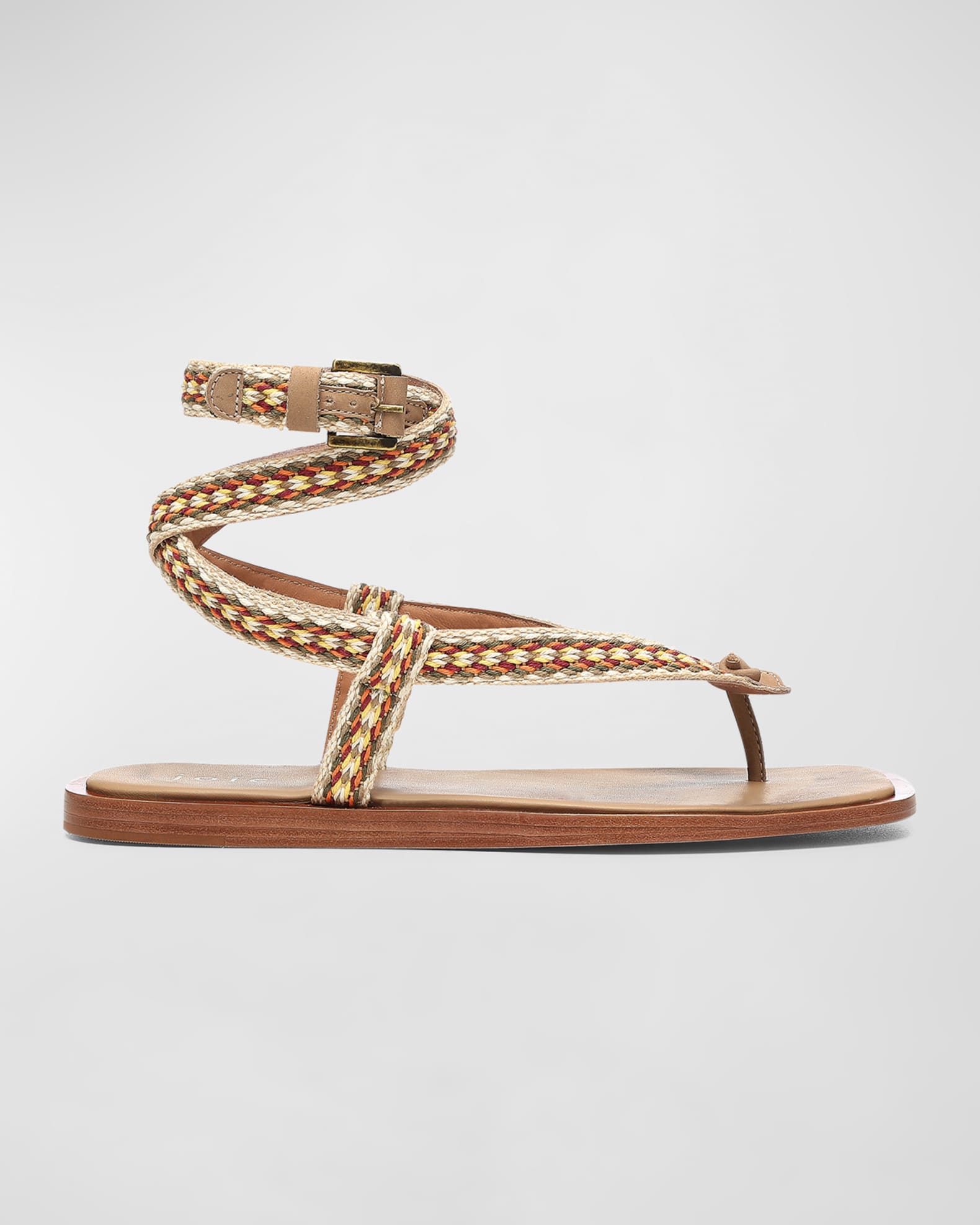 Joie Jennie Embroidered Ankle-Strap Thong Sandals | Neiman Marcus