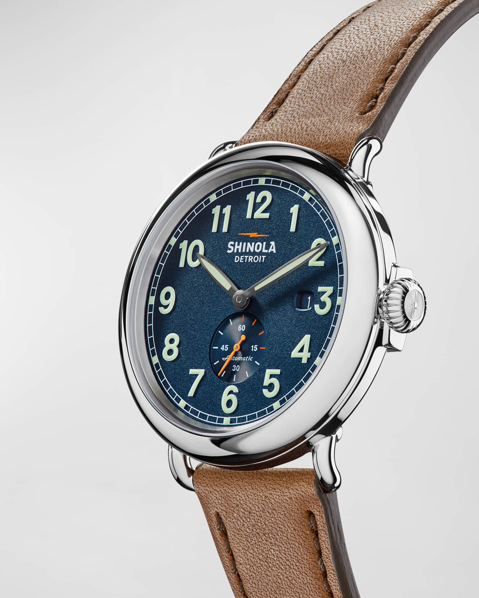 Men's Runwell Leather Strap Automatic Watch, 45mm 1