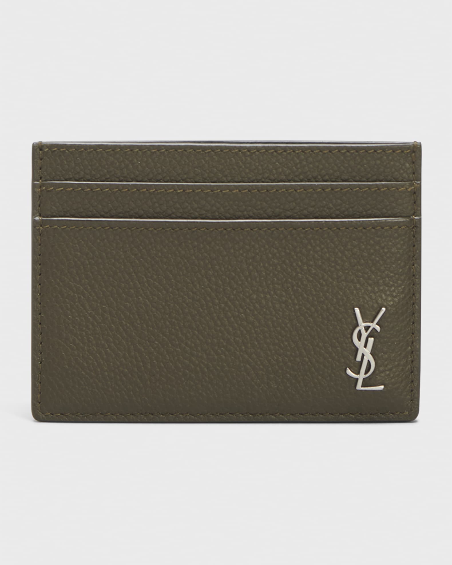 Saint Laurent Men s Monogram Plaque Leather Card Holder Neiman