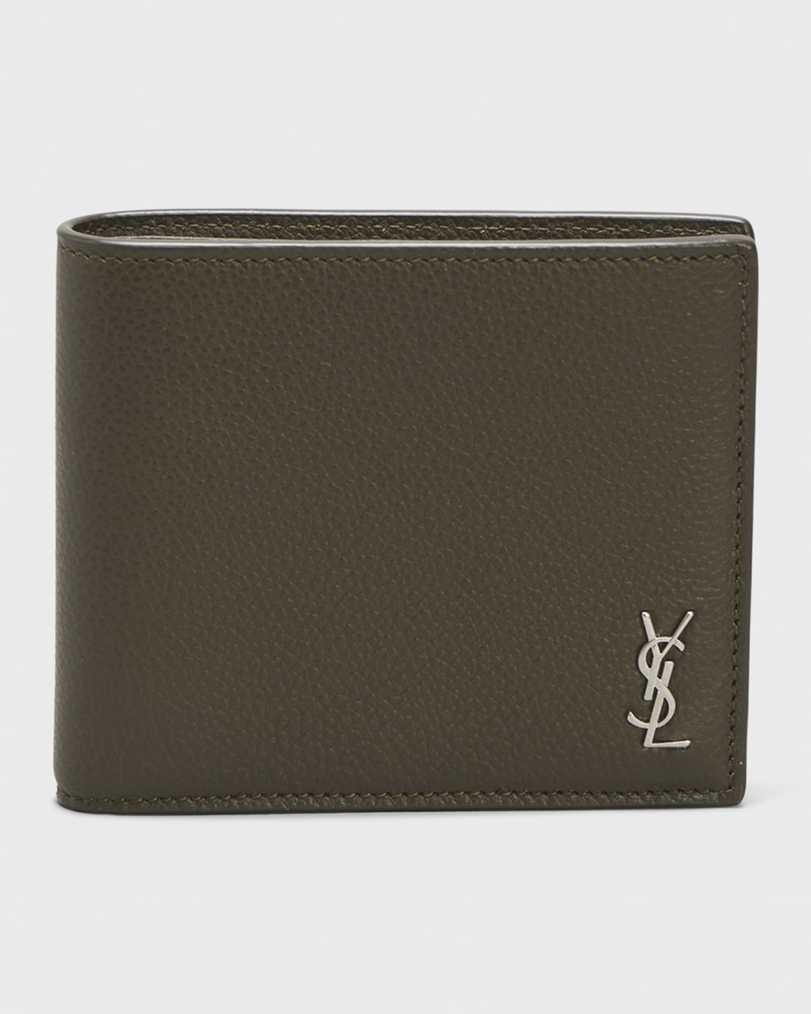 Saint Laurent Men's Monogram Plaque Leather Bifold Wallet