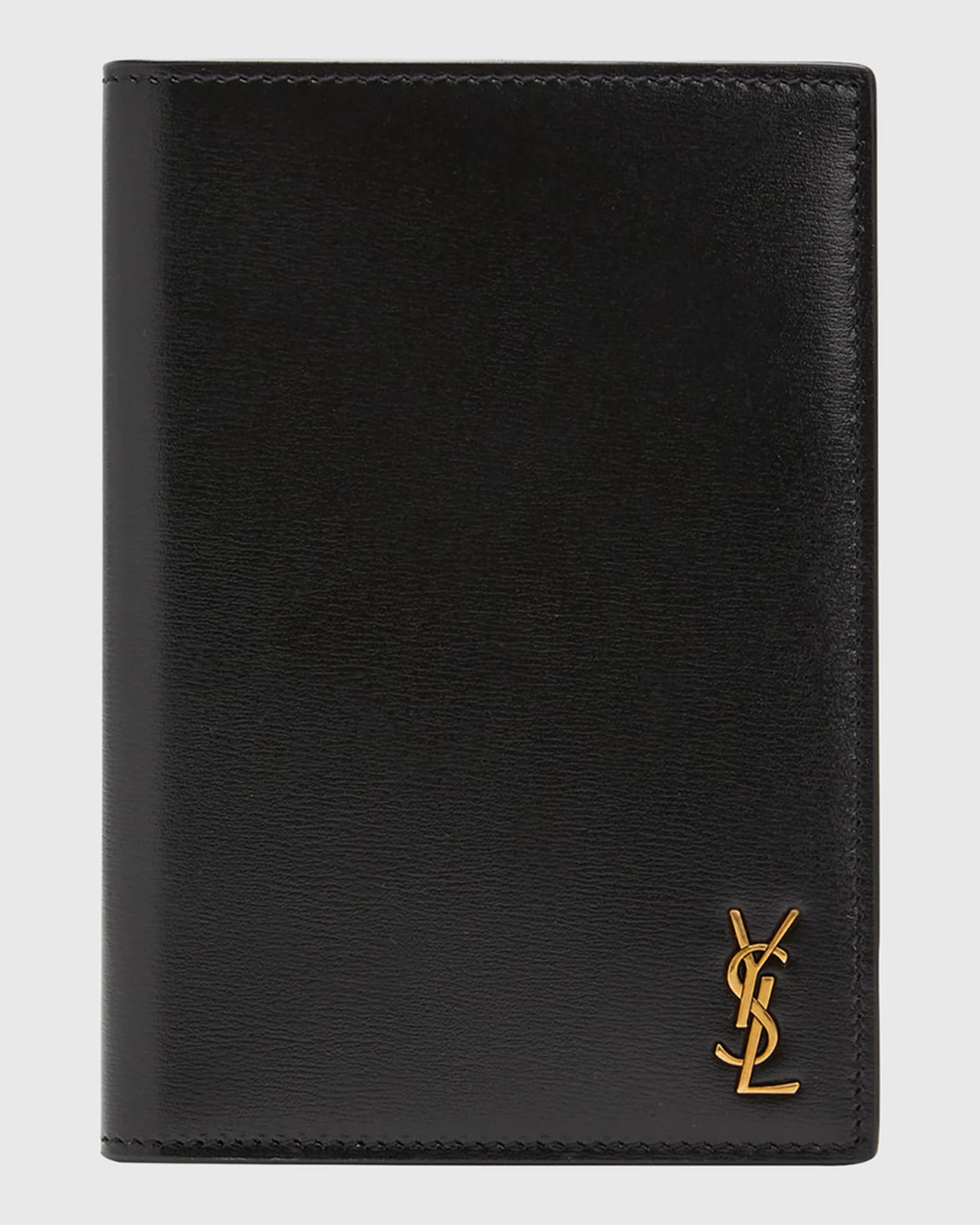 Saint Laurent Men's Tiny Cassandre Leather Passport Case Neiman Marcus