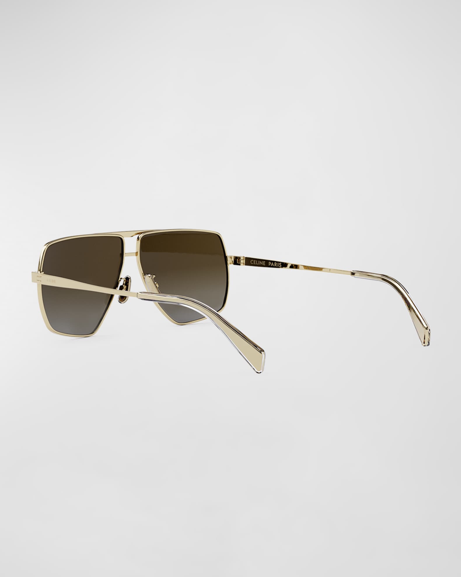 Celine Metal Aviator Sunglasses With Logo Strap | Neiman Marcus