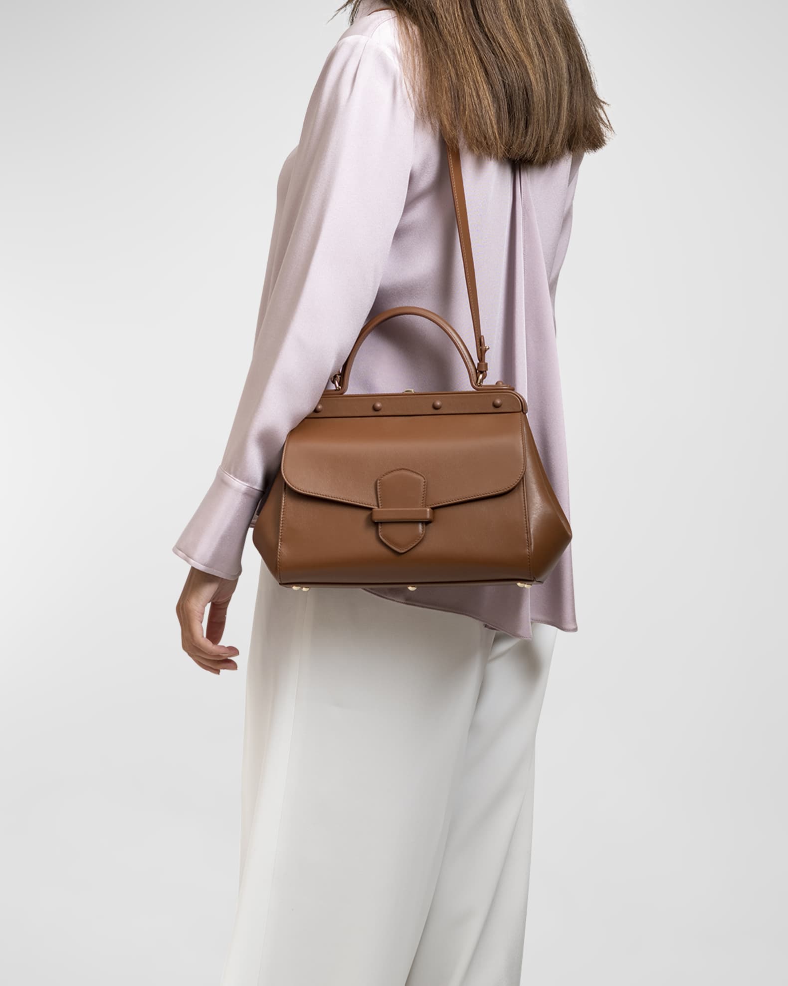 Margherita Medium Leather Top-Handle Bag 1
