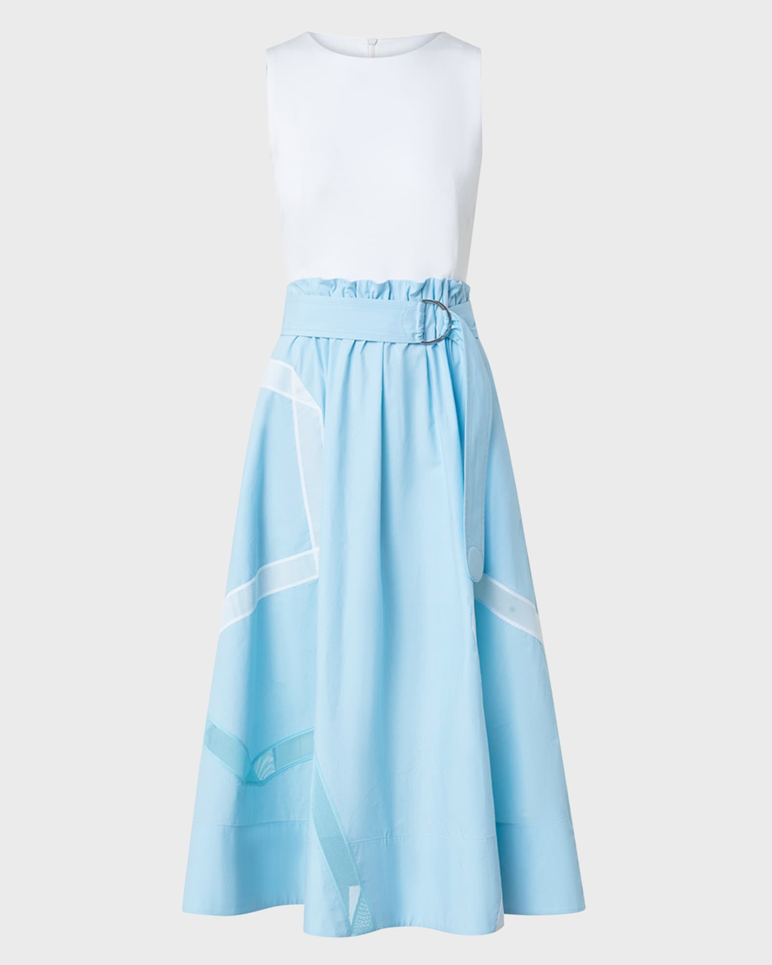 Akris punto MixedMedia Mesh Tape Intarsia Belted Midi Dress Neiman Marcus