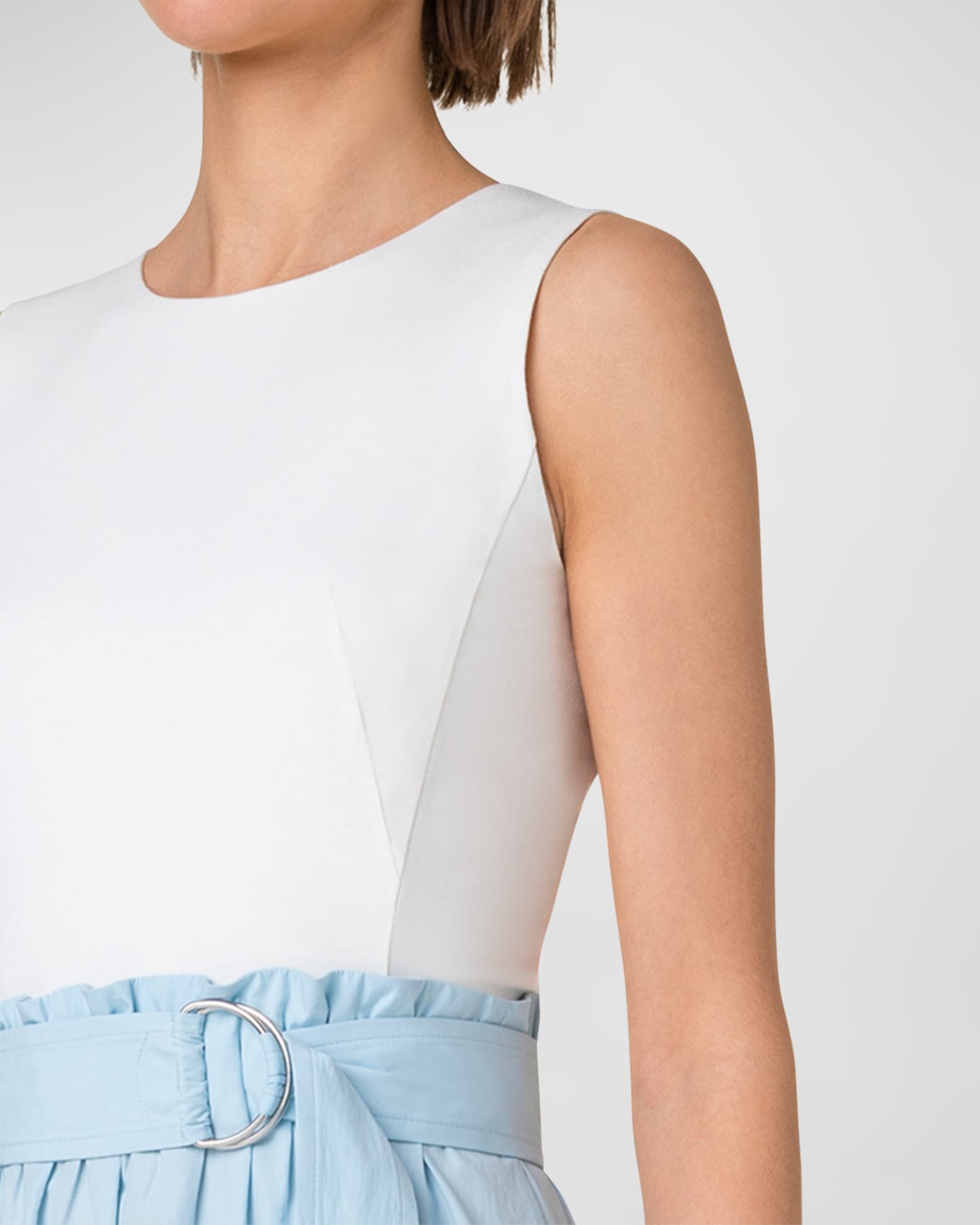 Akris punto MixedMedia Mesh Tape Intarsia Belted Midi Dress Neiman Marcus