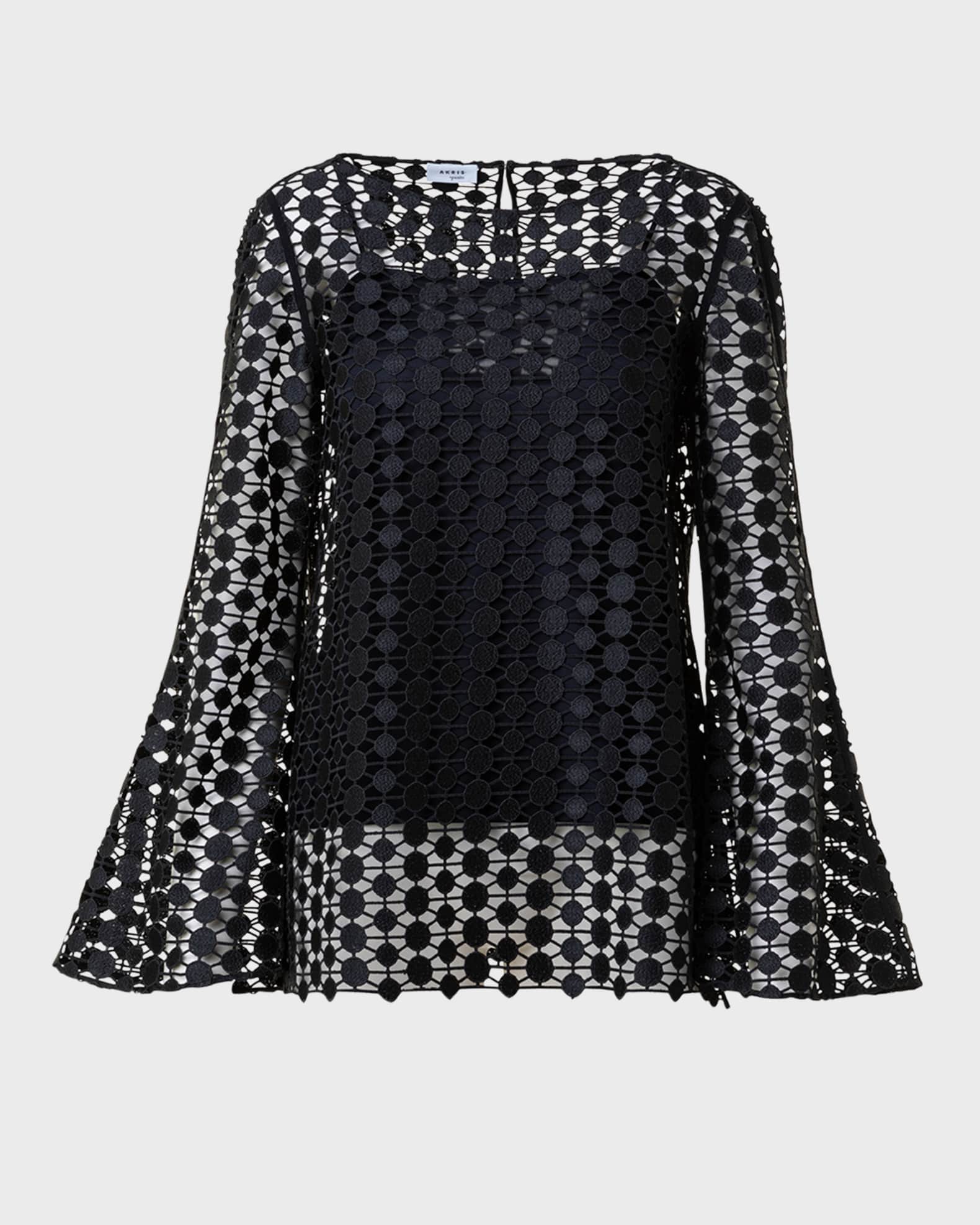 Akris punto Kaleidoscope Dot Guipure Lace Blouse Neiman Marcus