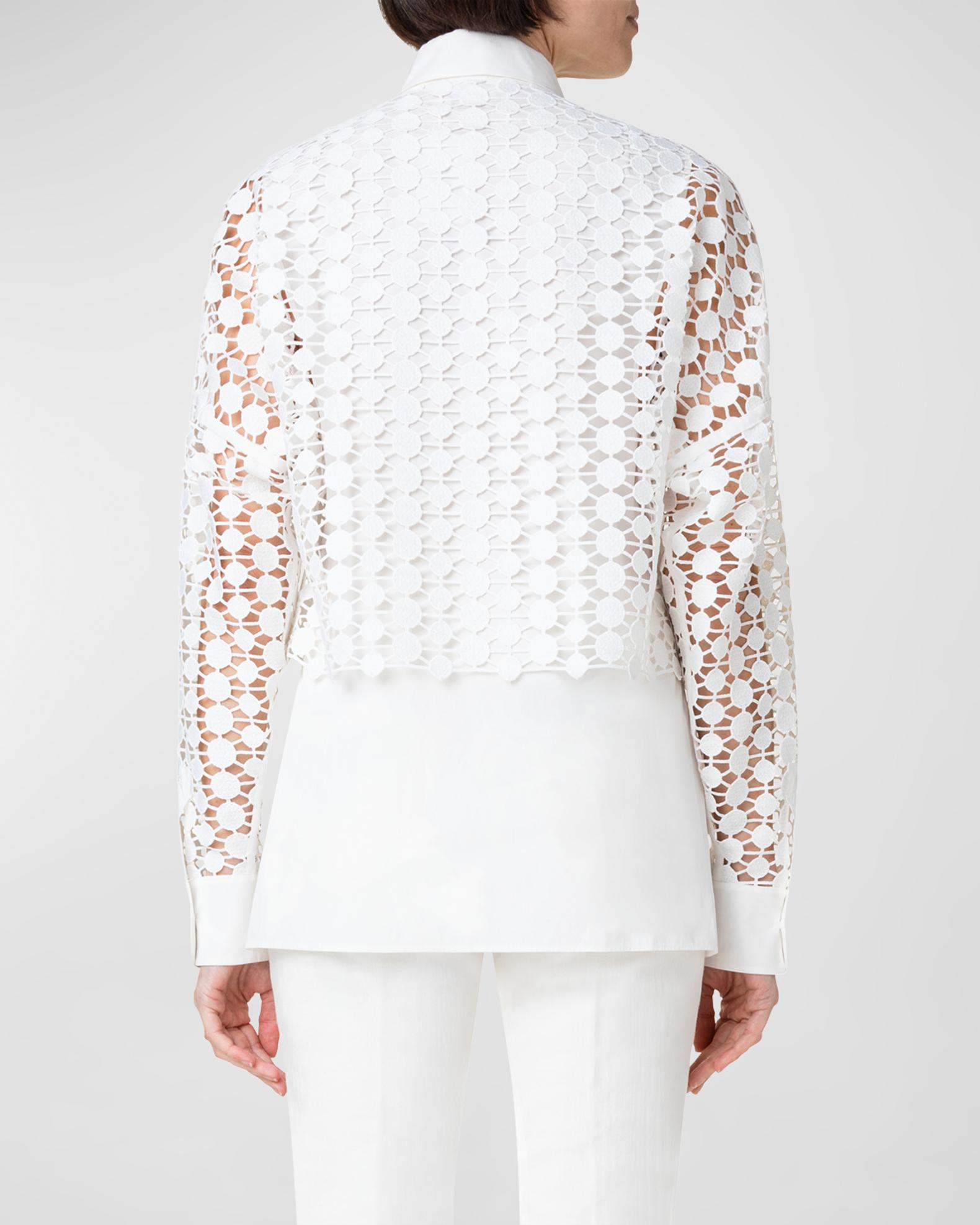 Akris punto Kaleidoscope Dot Guipure Overlay Collared Blouse | Neiman ...