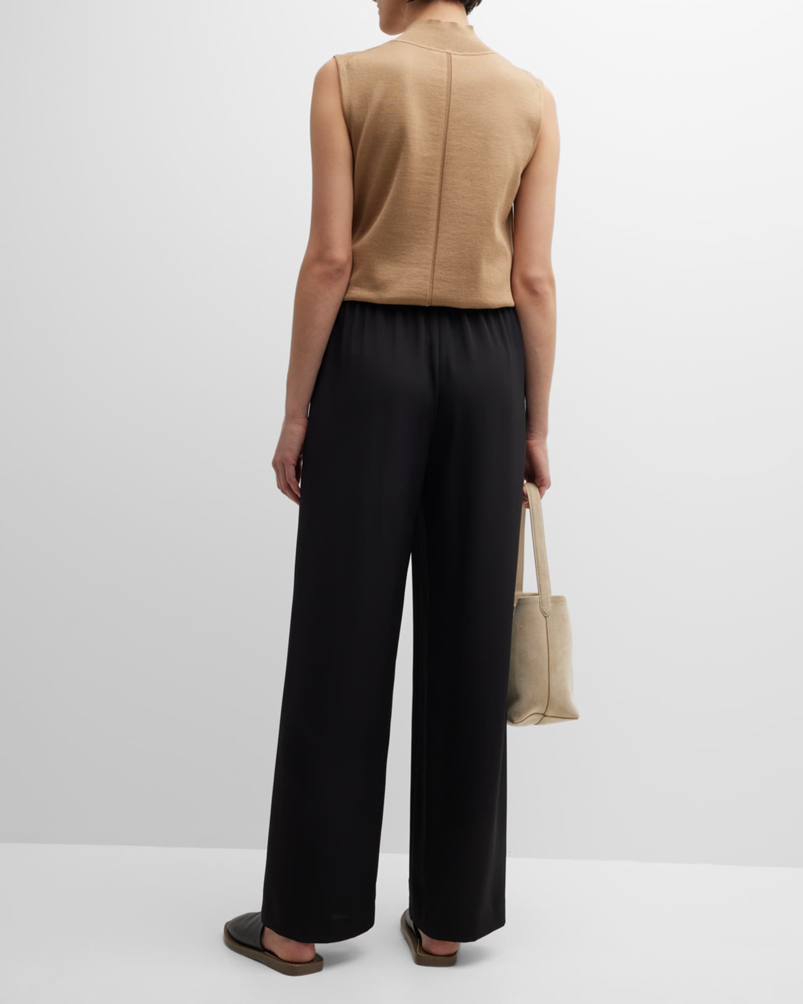 Perry Wide-Leg Stretch Silk Pants