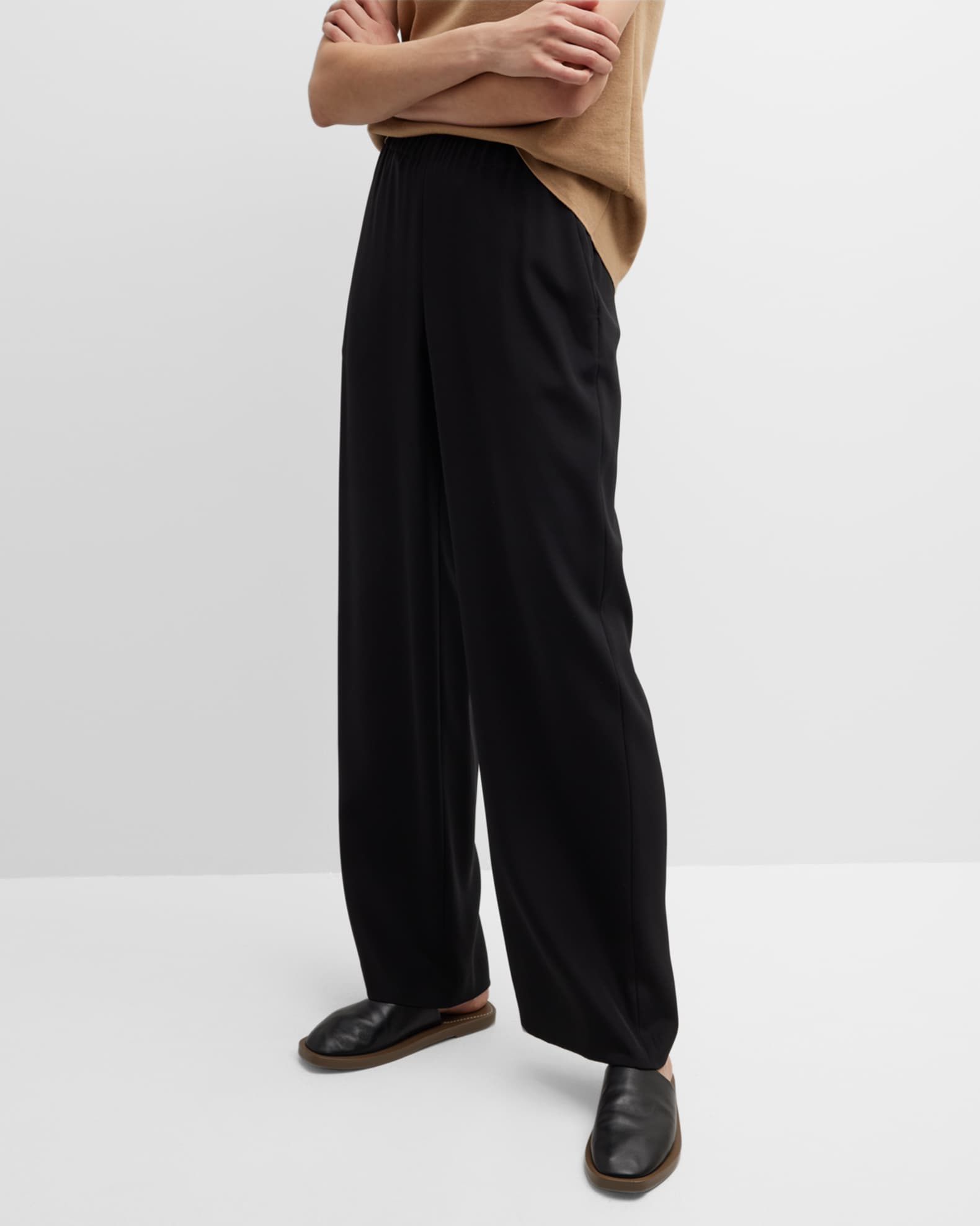 Perry Wide-Leg Stretch Silk Pants