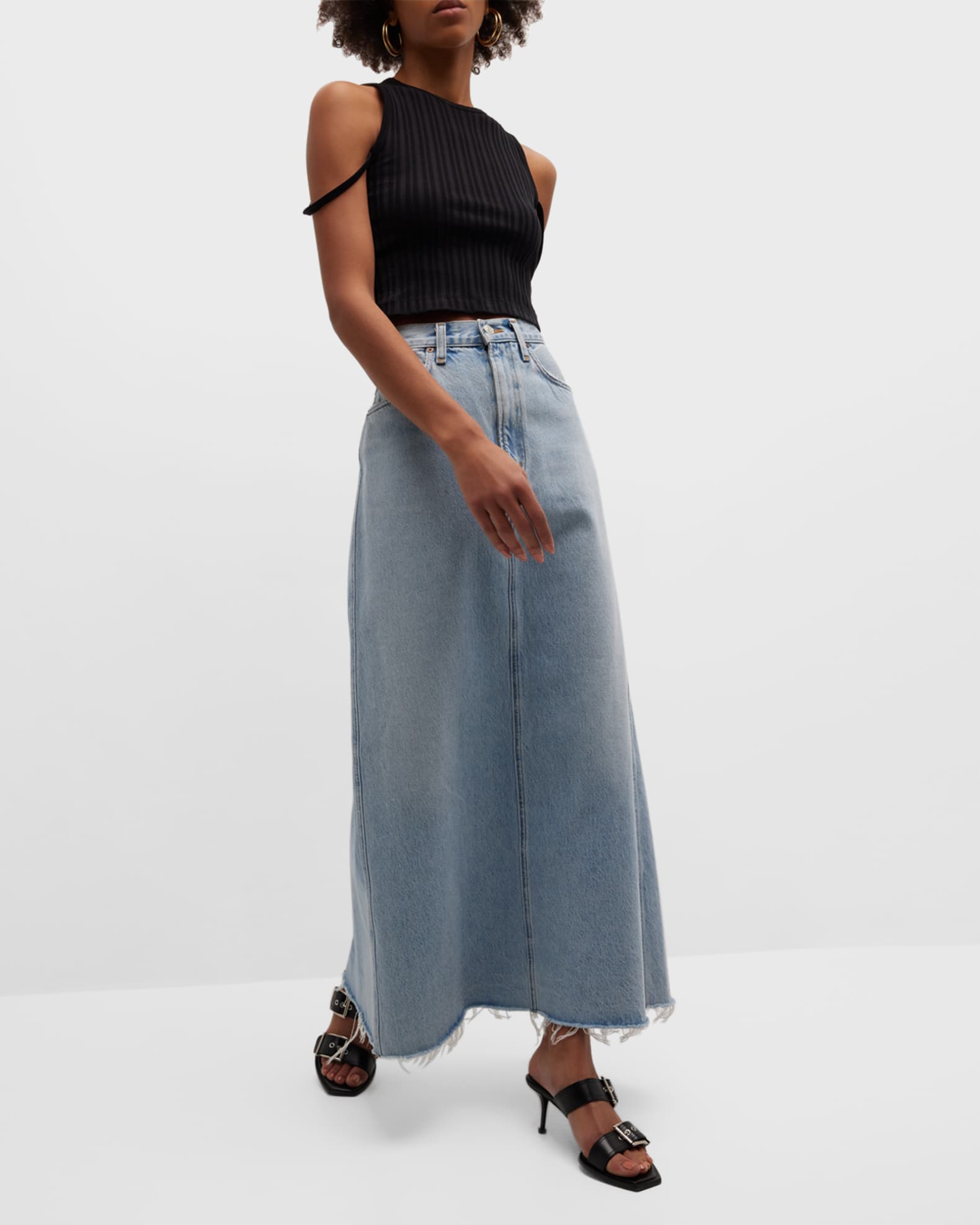 AGOLDE Hilla Denim Maxi Skirt | Neiman Marcus