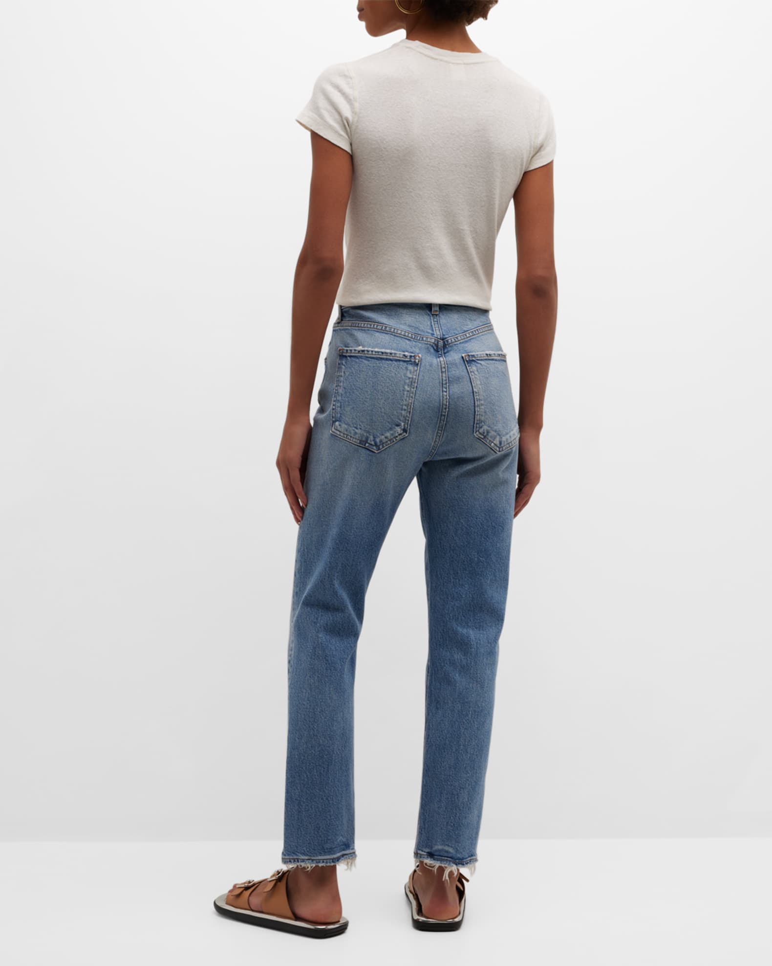 AGOLDE Riley Slim Straight Crop Jeans | Neiman Marcus