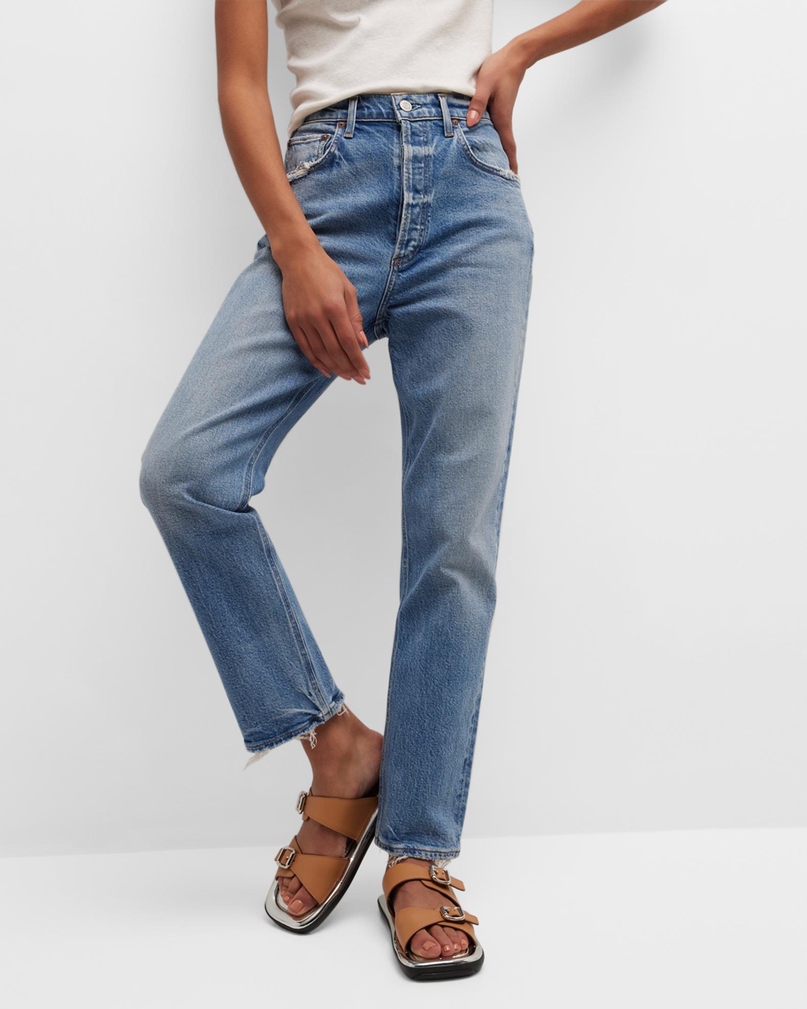 AGOLDE Riley Slim Straight Crop Jeans | Neiman Marcus