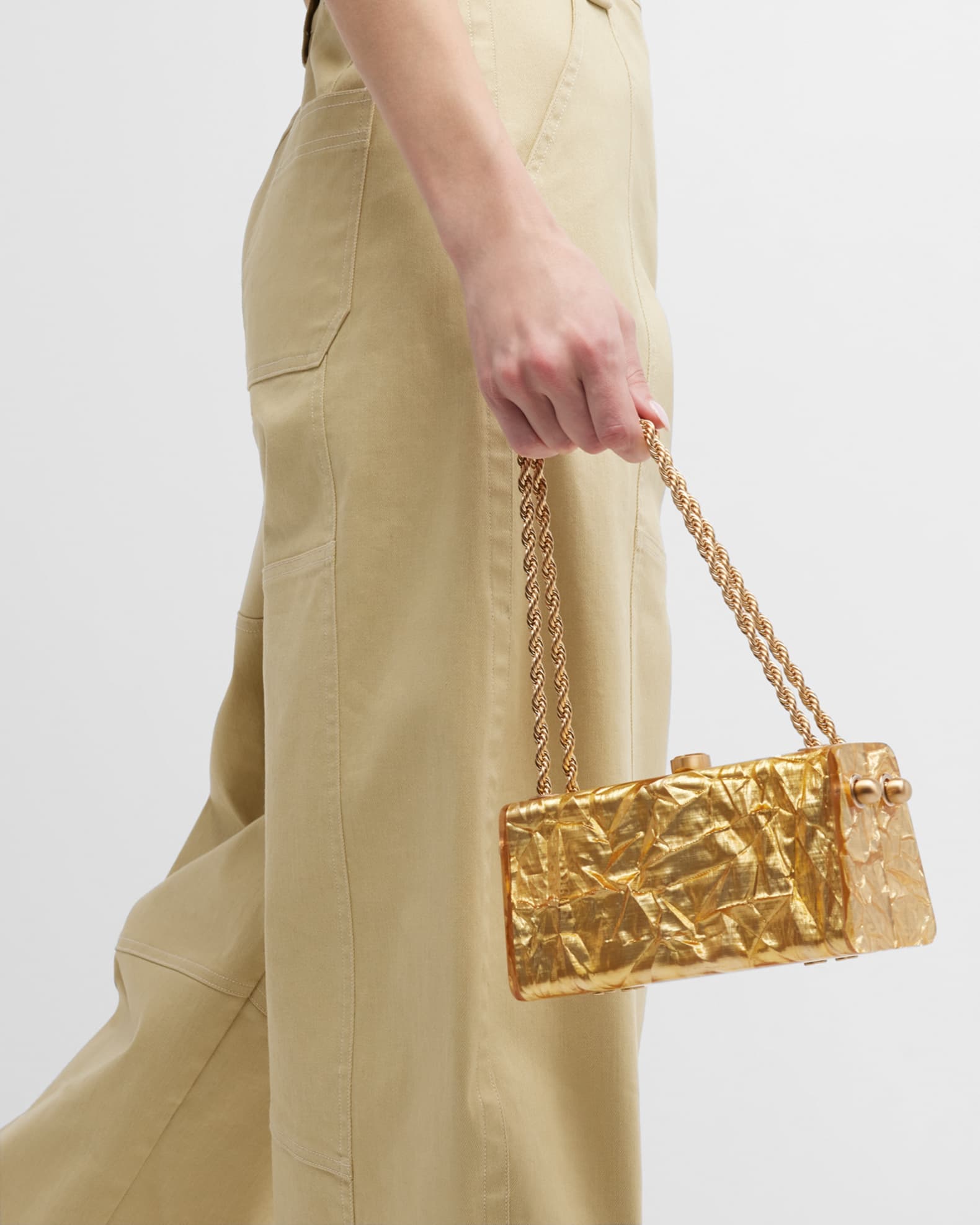 Cult Gaia Hajar Crinkled Acrylic Chain Shoulder Bag | Neiman Marcus