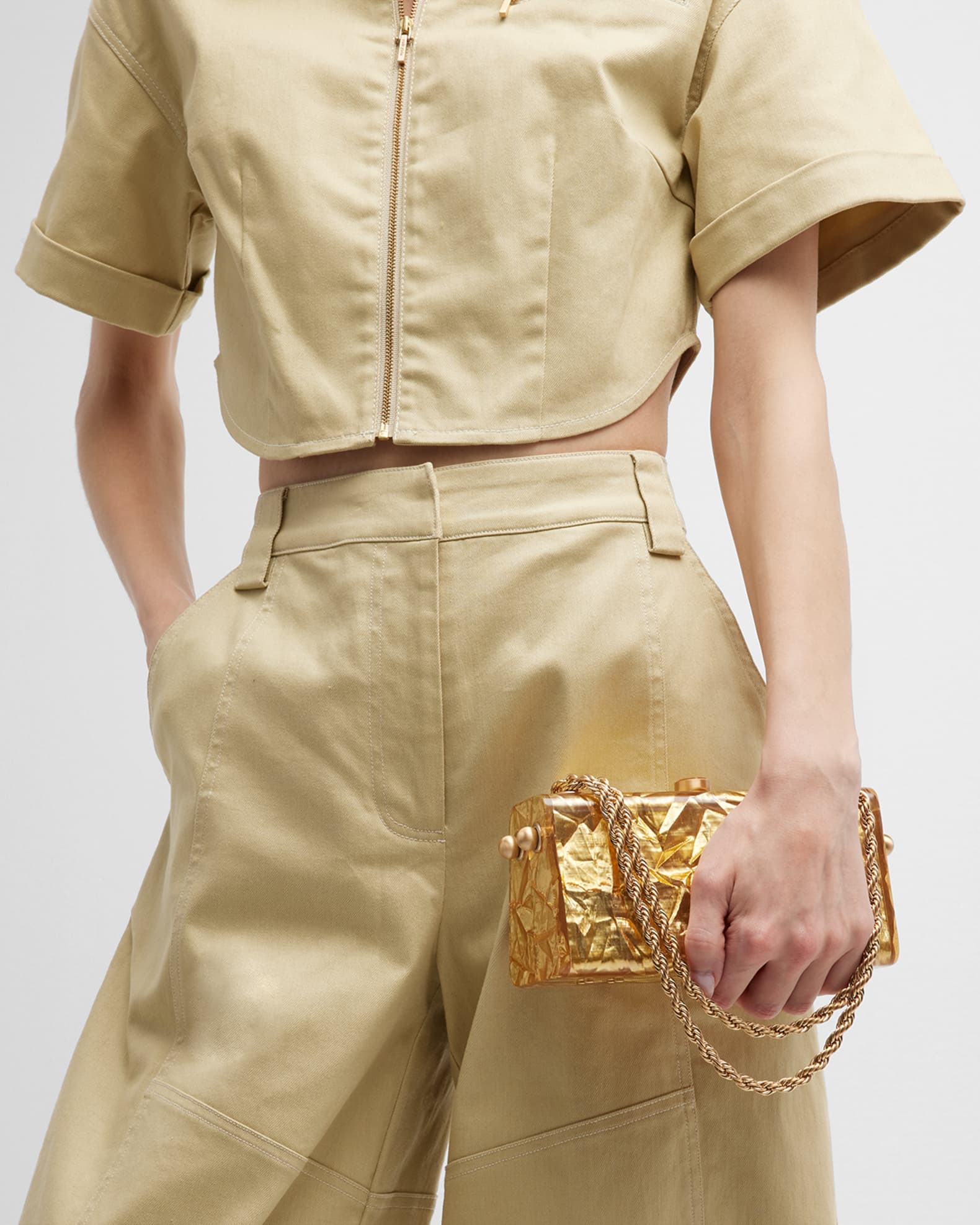 Cult Gaia Hajar Crinkled Acrylic Chain Shoulder Bag | Neiman Marcus