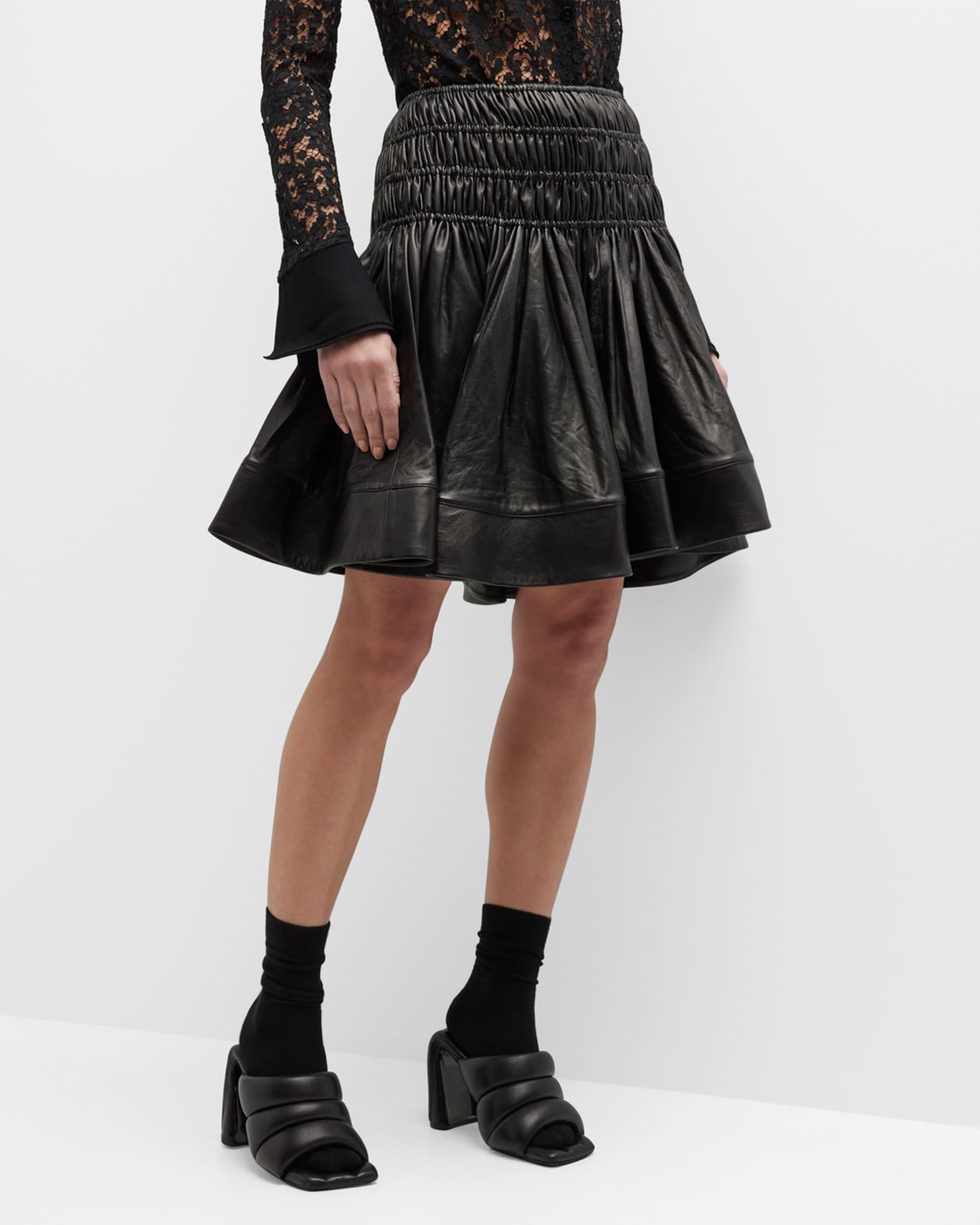 人気ブランド多数対象 プロエンザショラー レディース スカート ボトムス Plonge Leather Skirt black スカート 